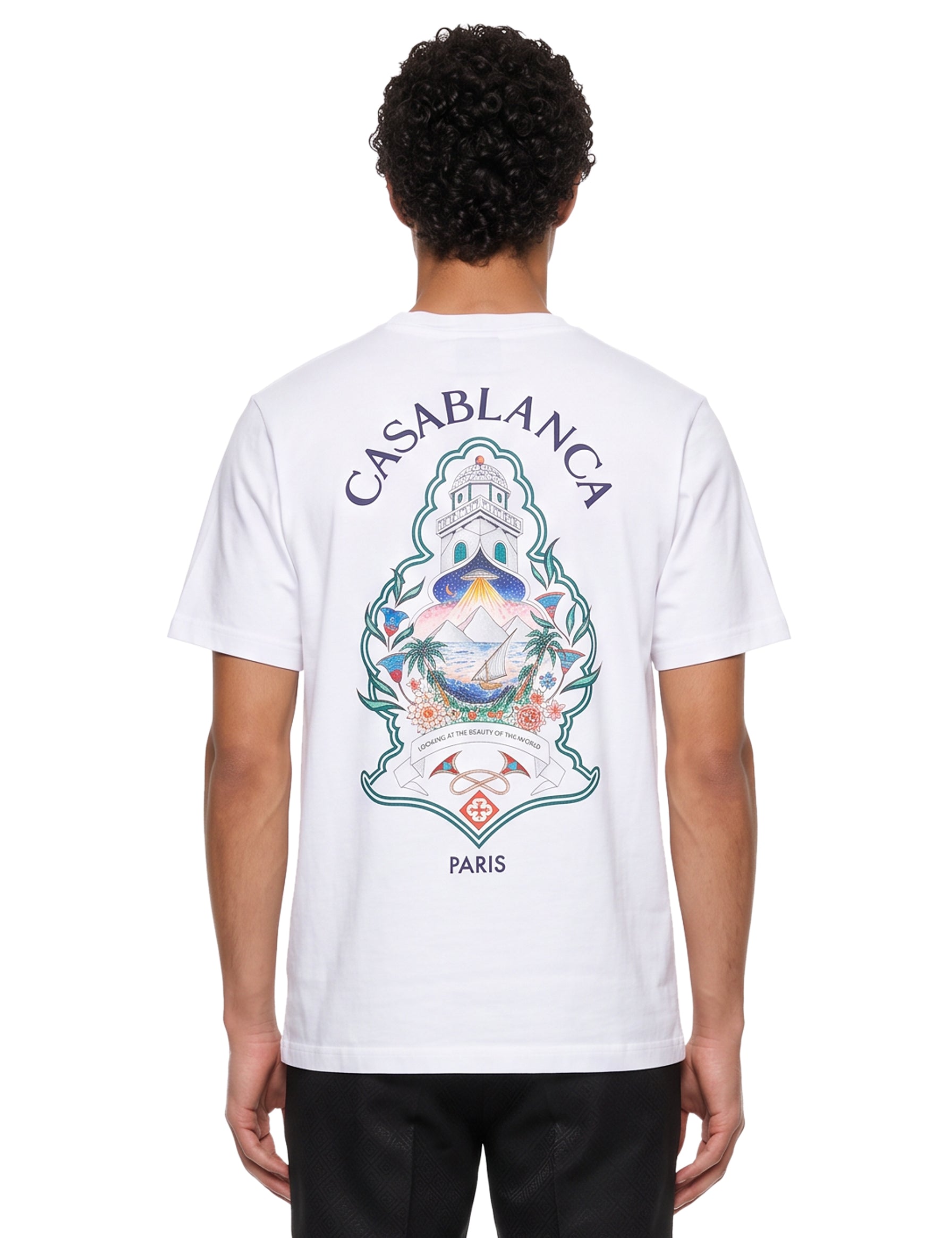 T-shirt stampa Hotel Emblem in bianco 