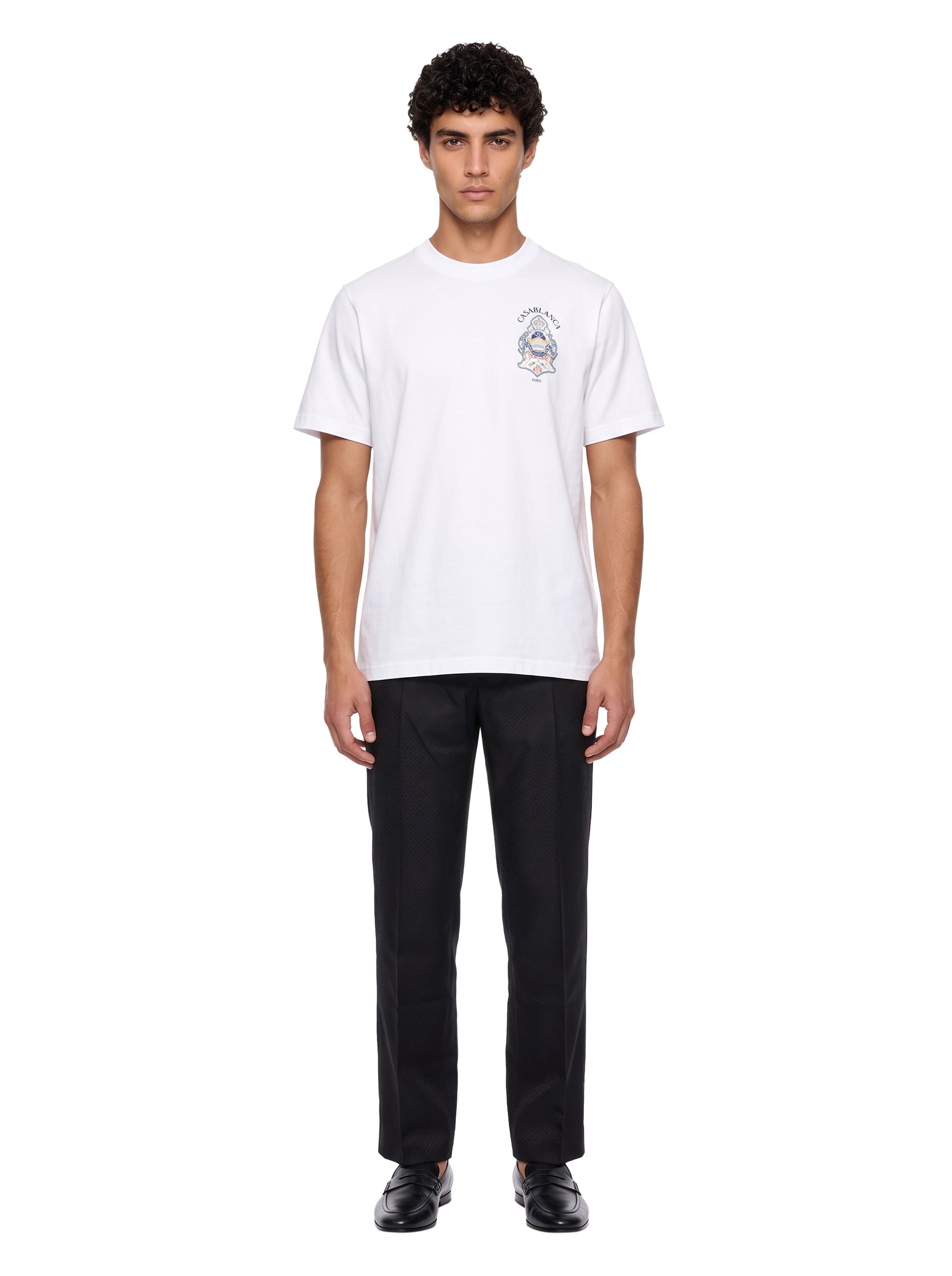 T-shirt stampa Hotel Emblem in bianco 