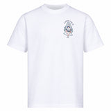 T-shirt stampa Hotel Emblem in bianco 