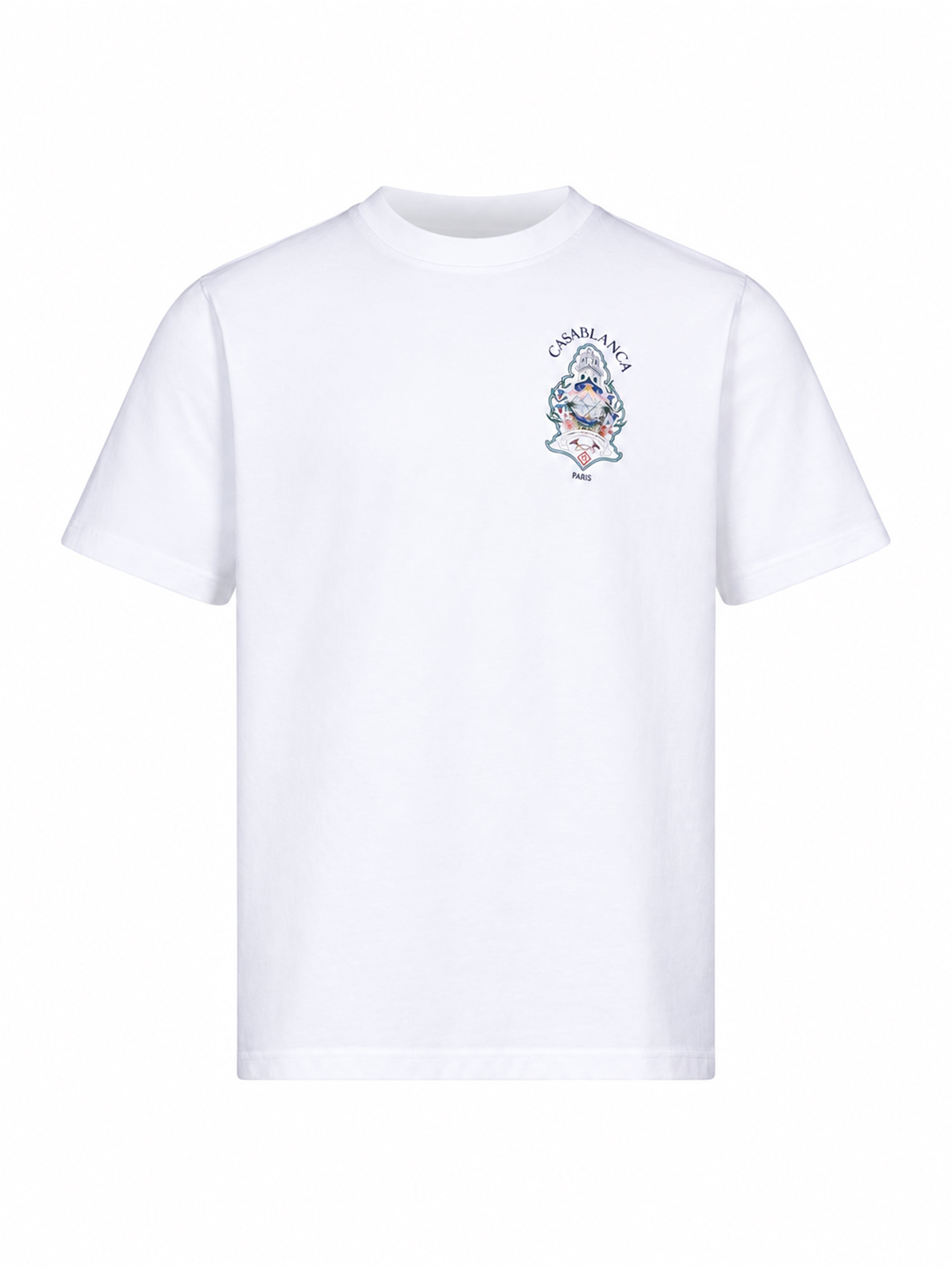 T-shirt stampa Hotel Emblem in bianco 