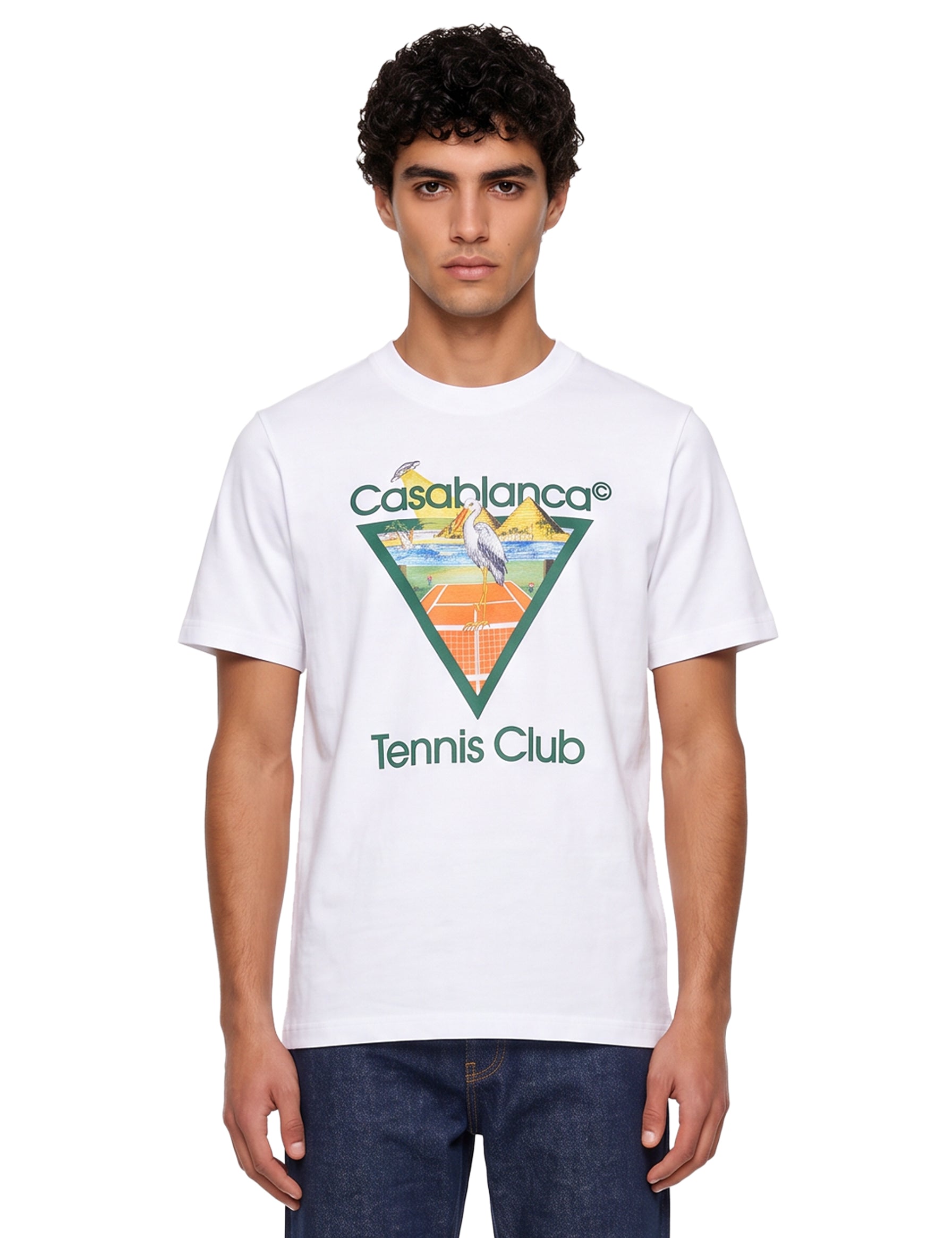 T-shirt stampa Tennis Club in bianco 
