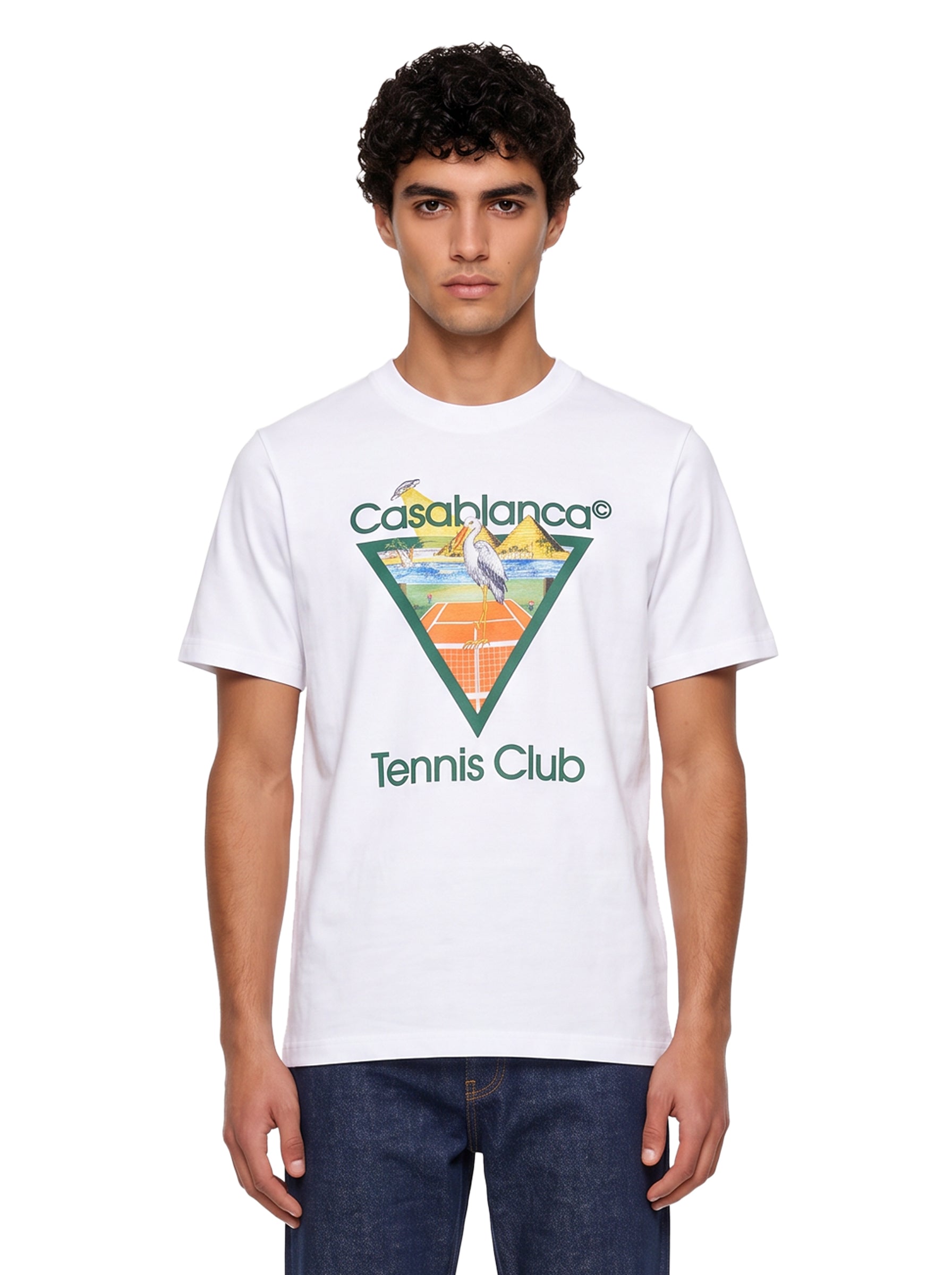 T-shirt stampa Tennis Club in bianco 