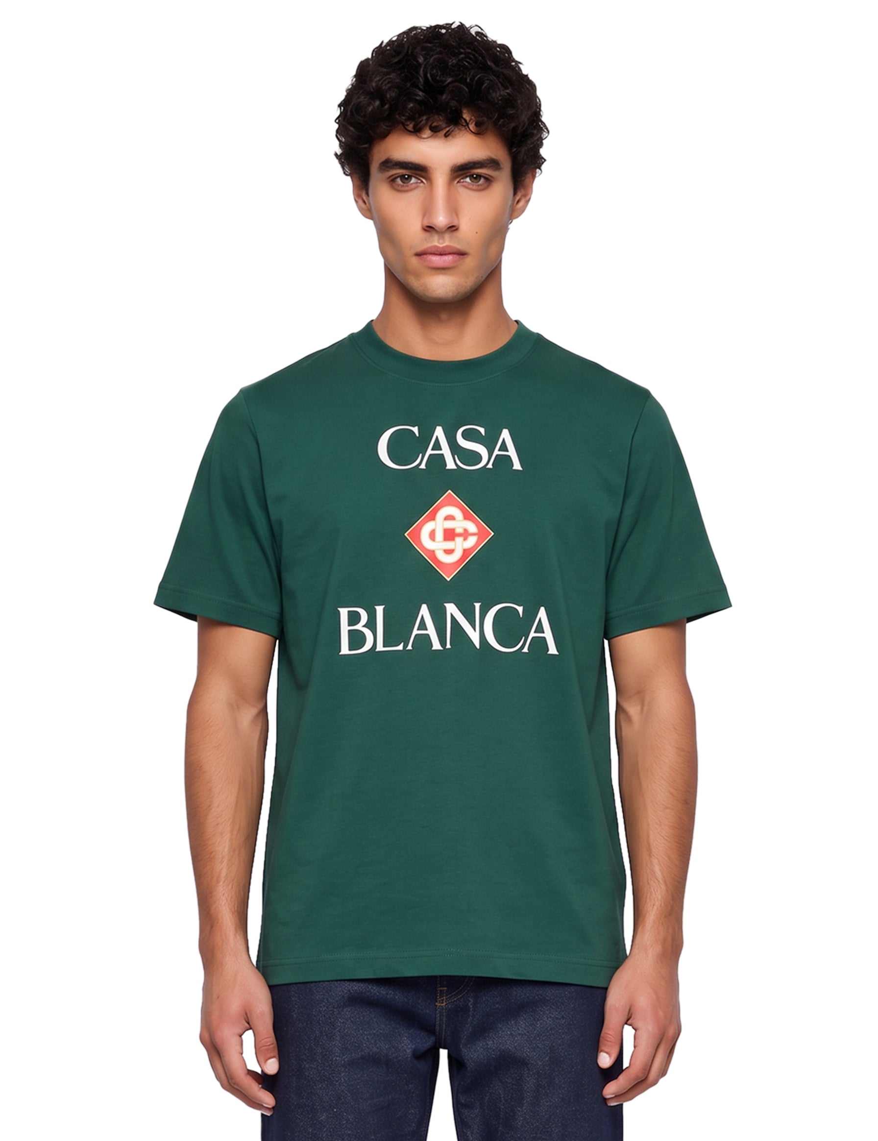 T-shirt logo diamante in verde 