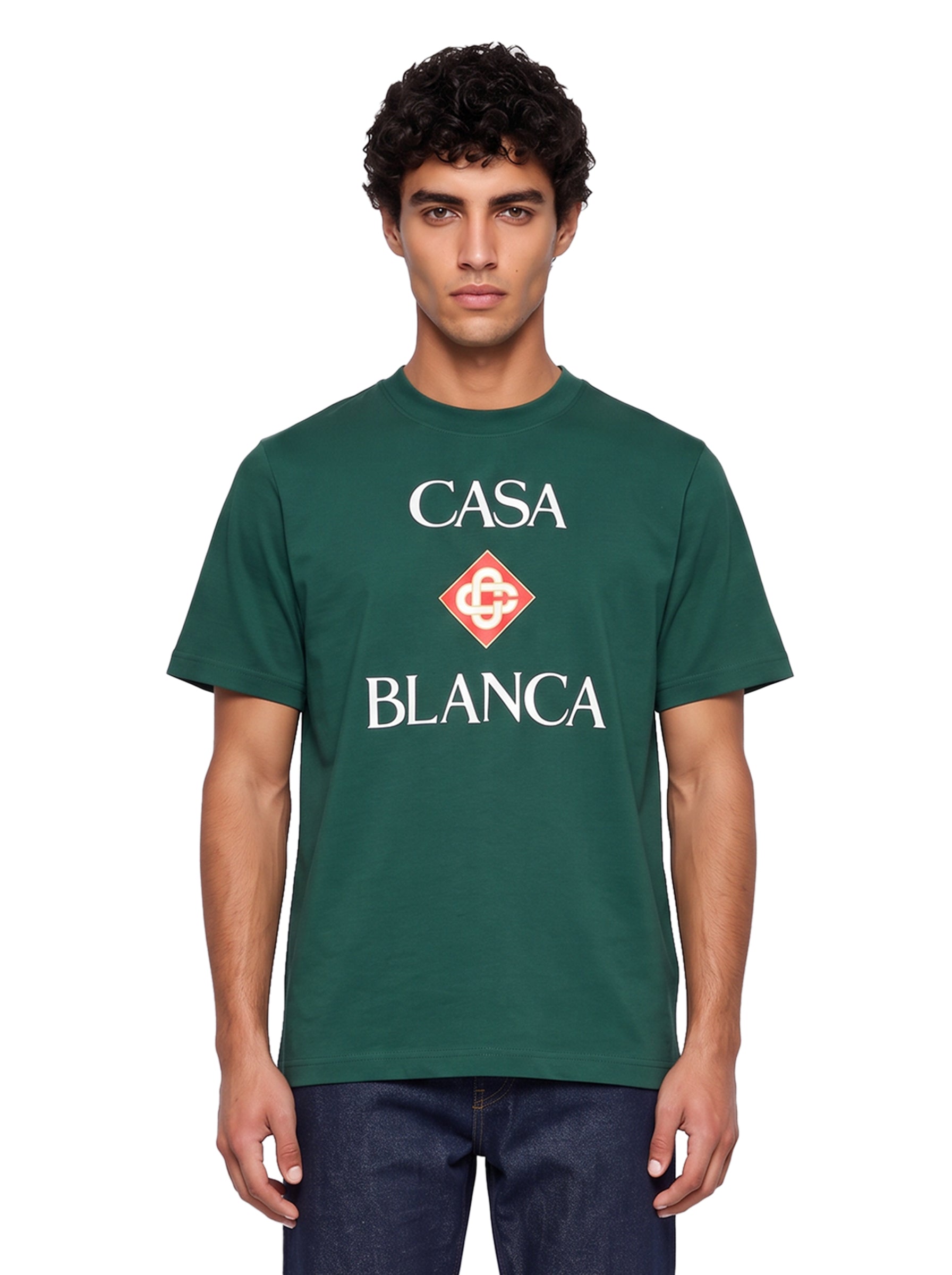T-shirt logo diamante in verde 