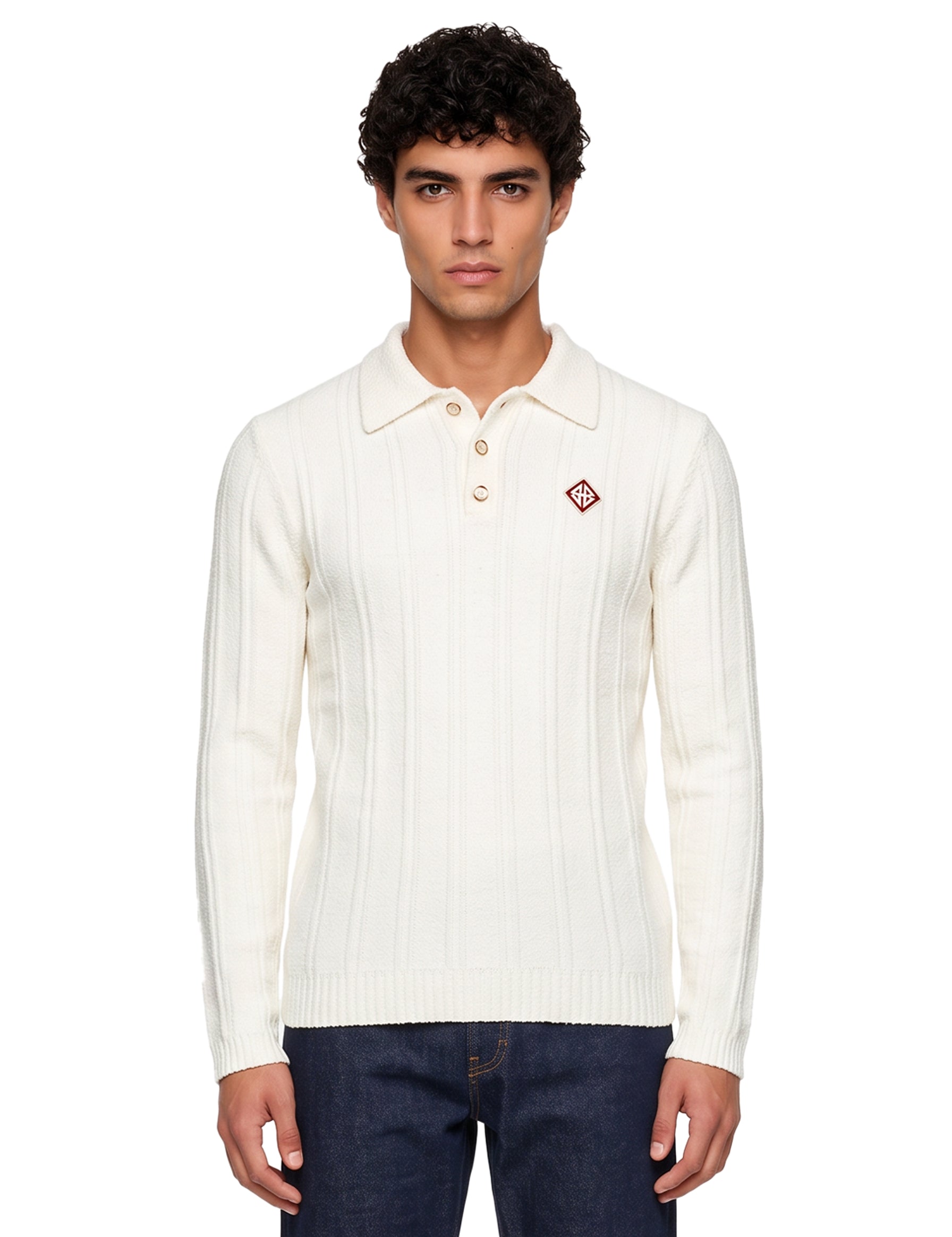 Polo manica lunga in bianco 