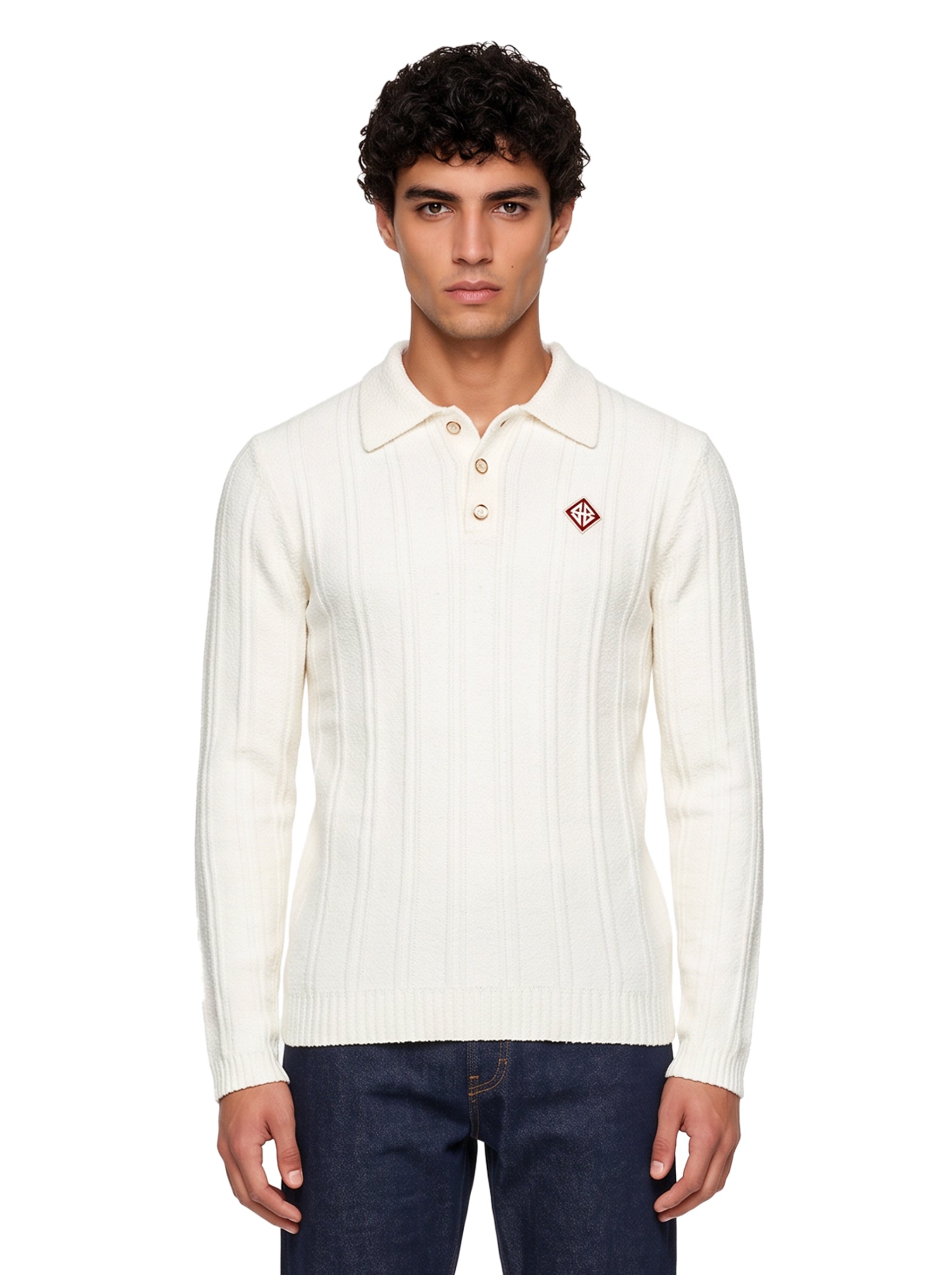 Polo manica lunga in bianco 