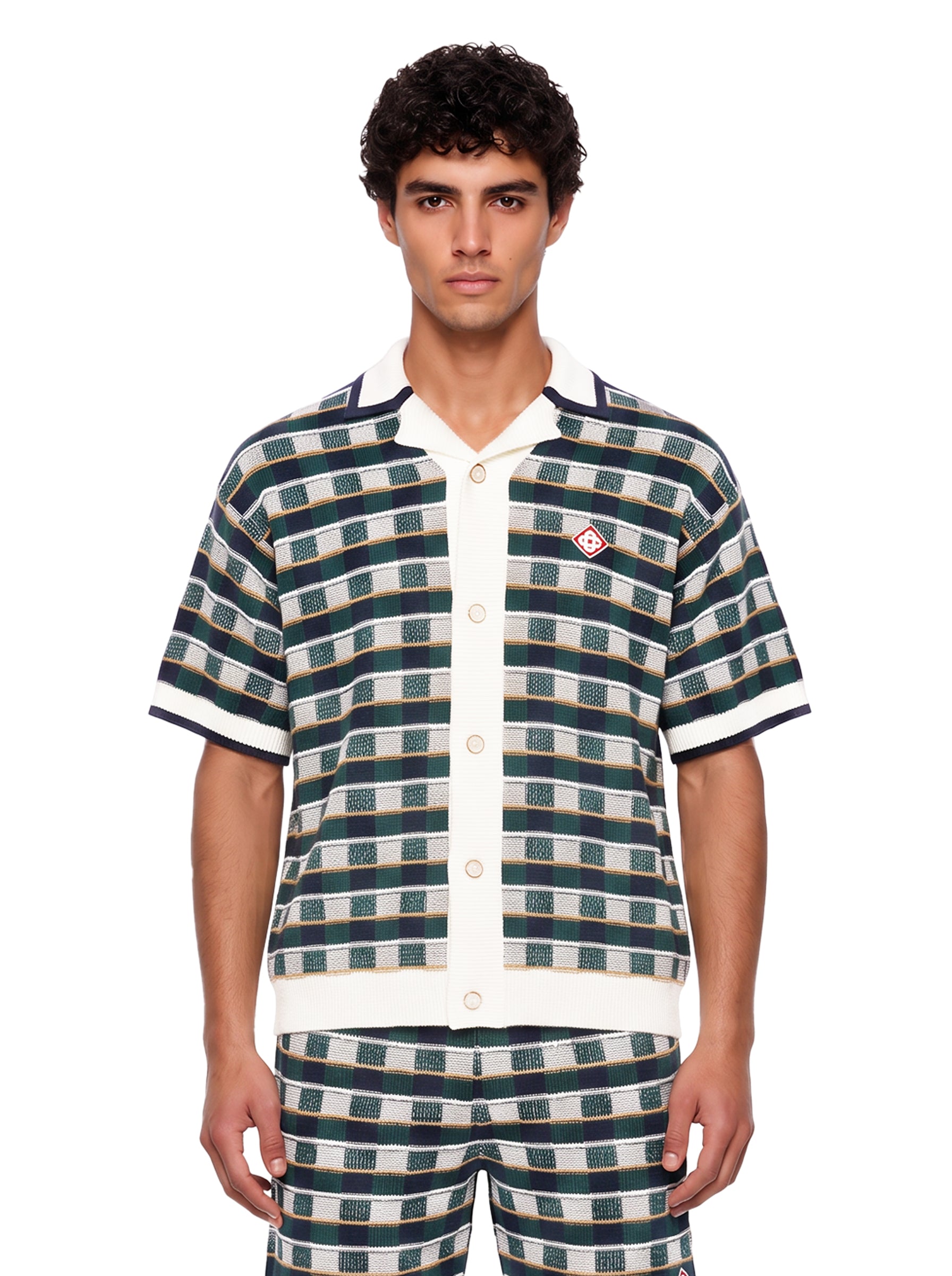Camicia manica corta crochet multicolor 