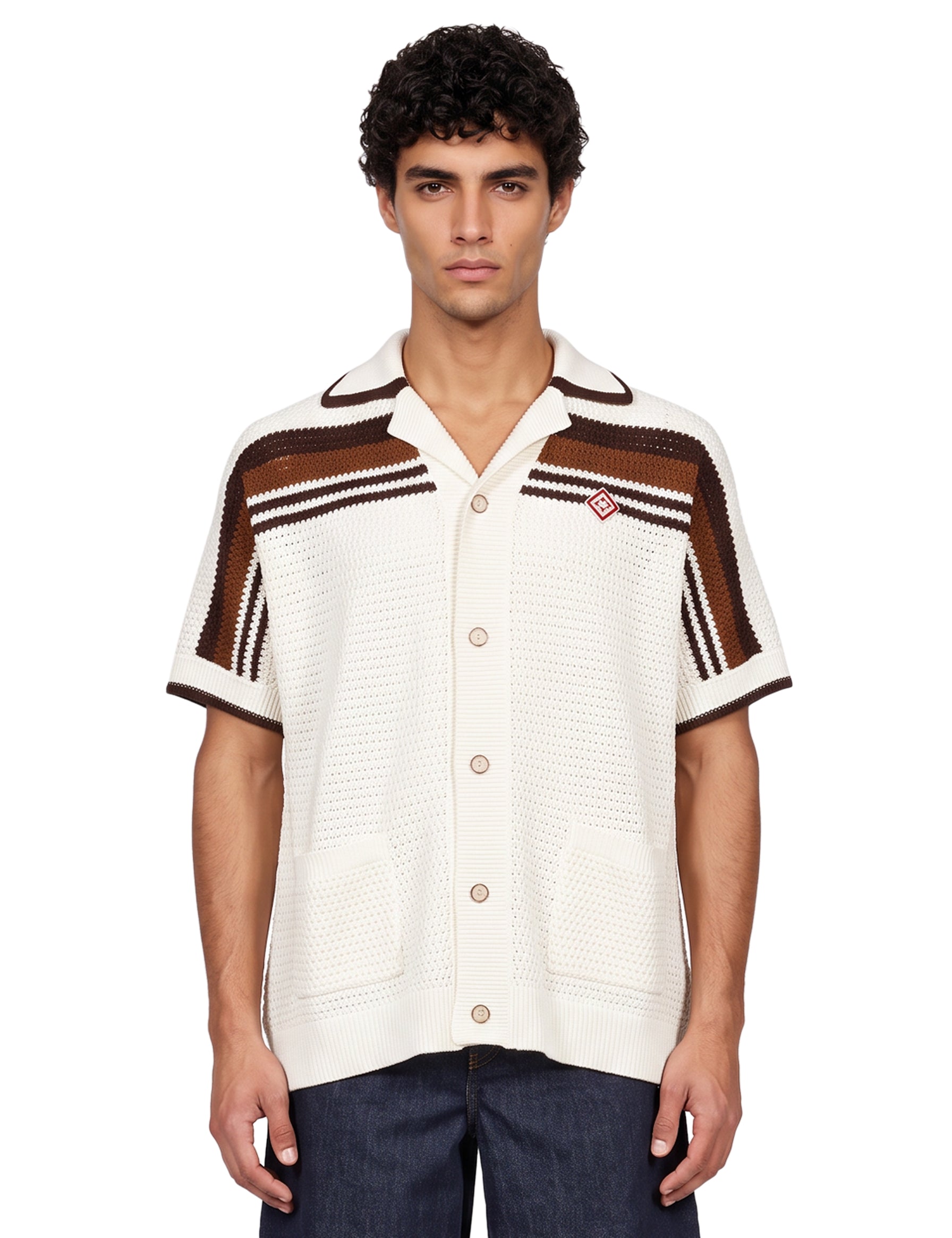 Camicia manica corta crochet multicolor 
