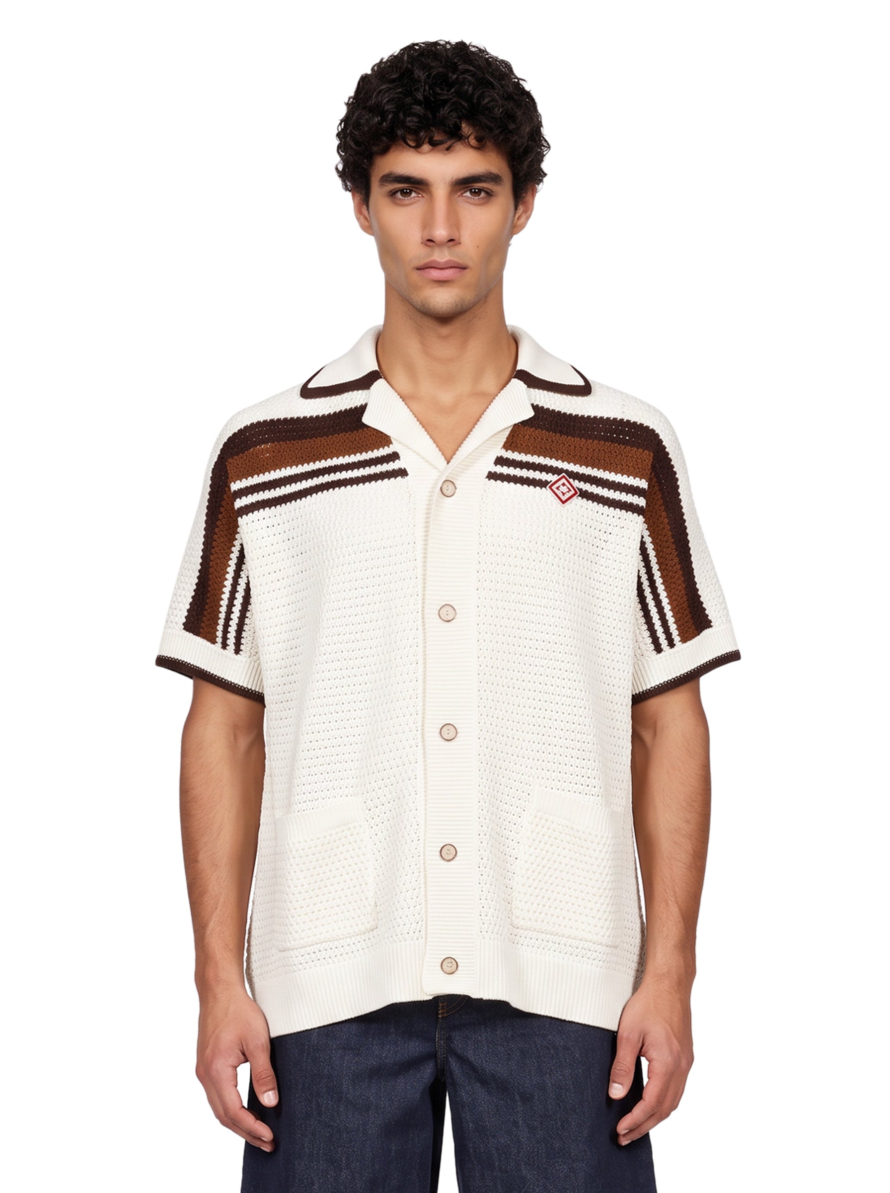 Camicia manica corta crochet multicolor 