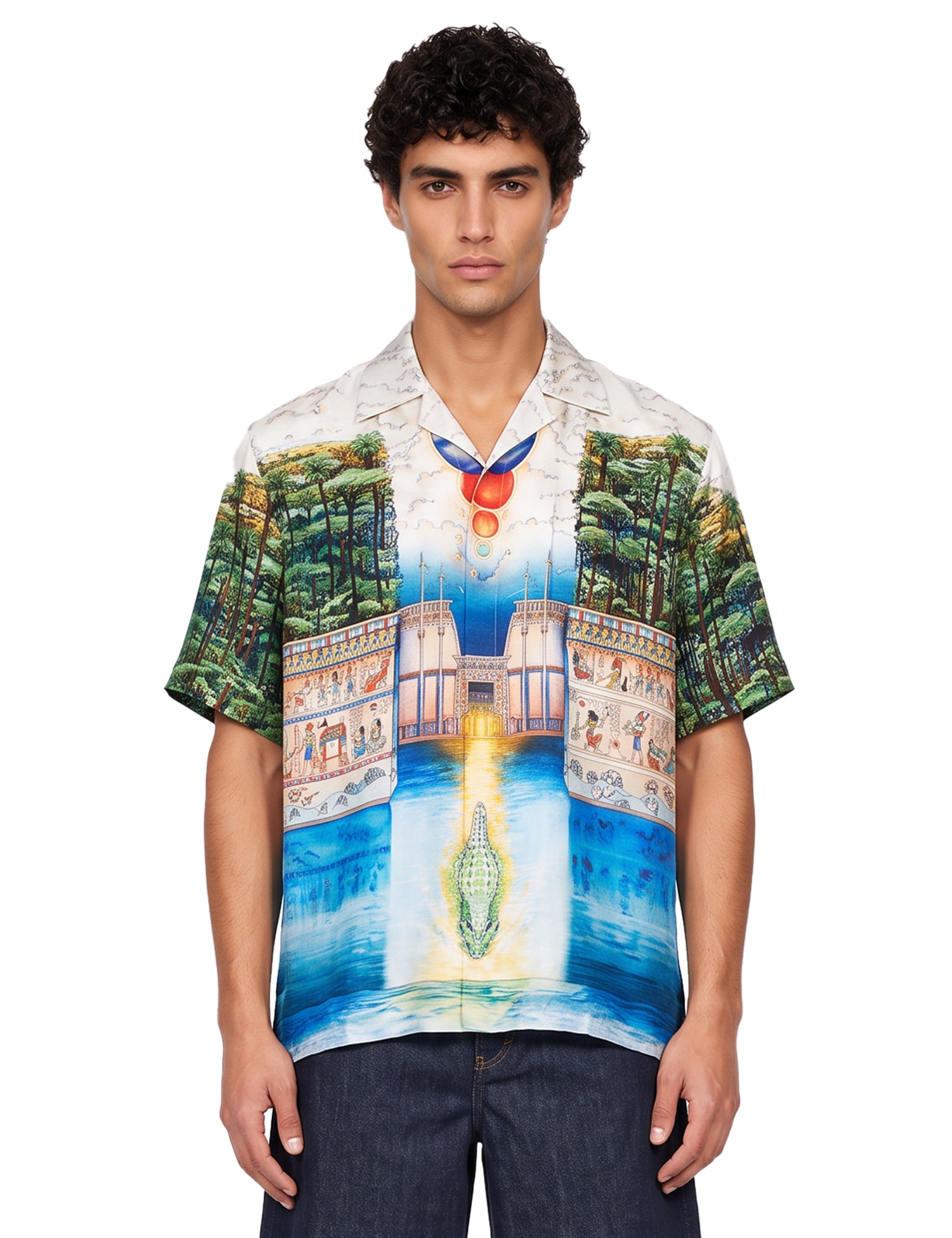 Camicia stampa Trompe l'Oeil multicolor 