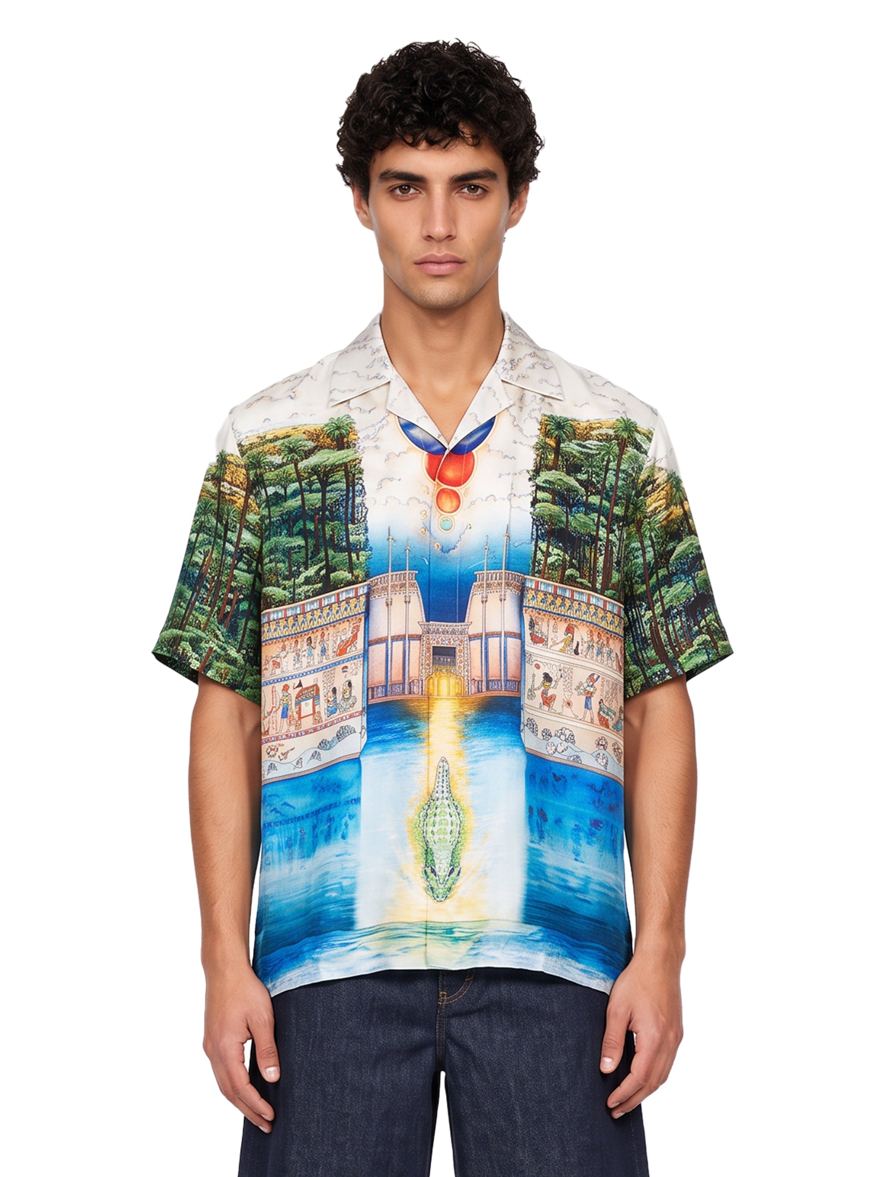Camicia stampa Trompe l'Oeil multicolor 