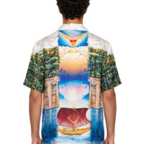 Camicia stampa Trompe l'Oeil multicolor 