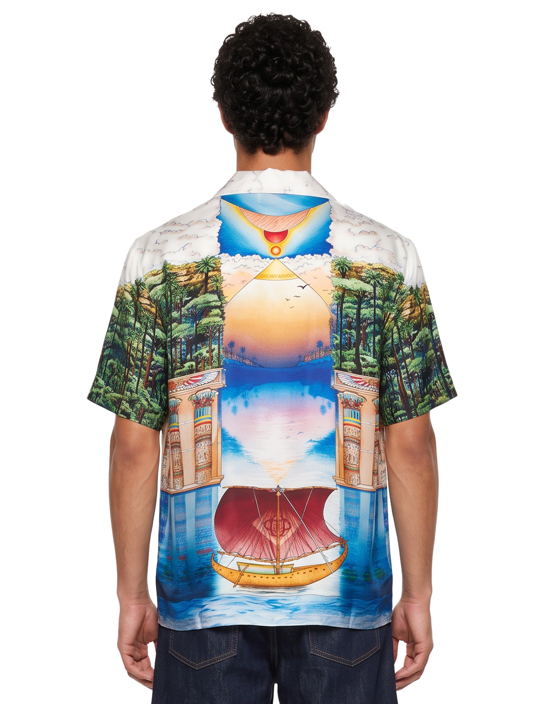 Camicia stampa Trompe l'Oeil multicolor 
