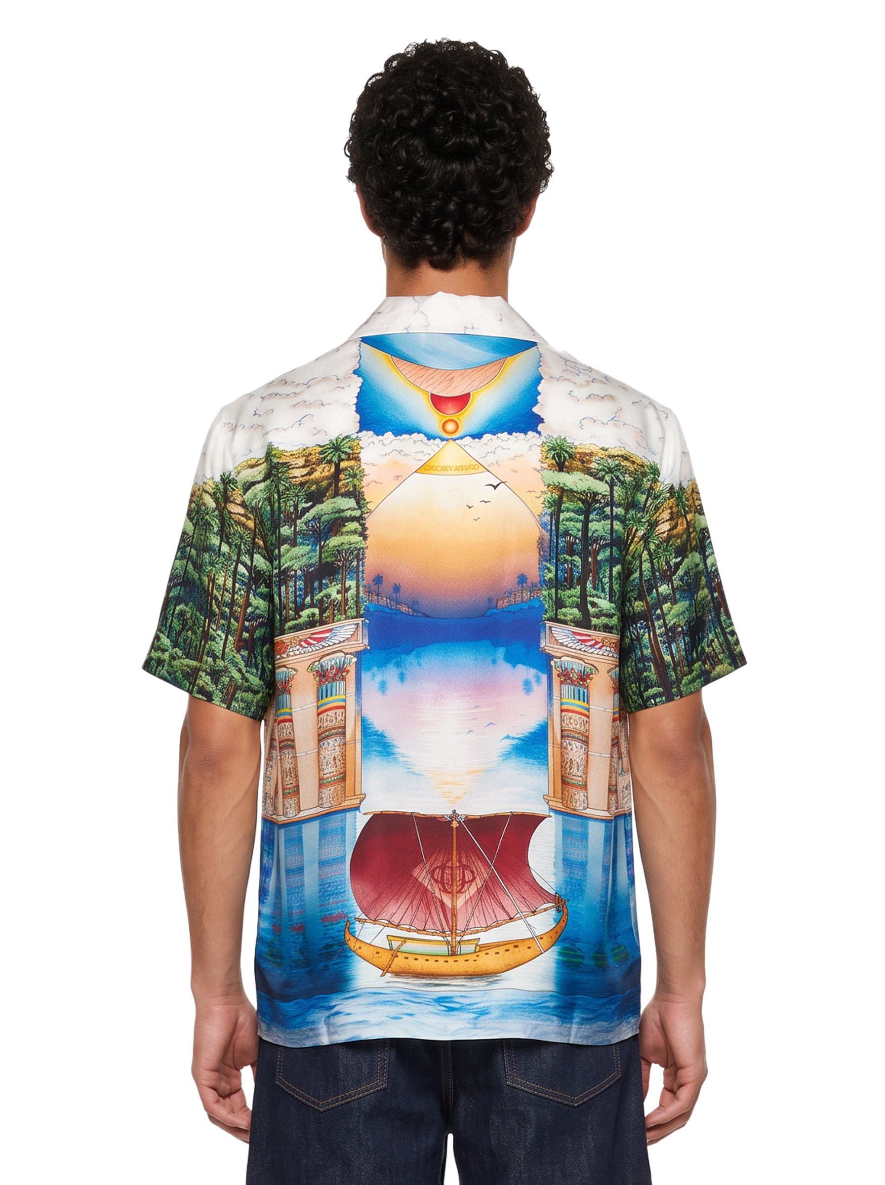 Camicia stampa Trompe l'Oeil multicolor 