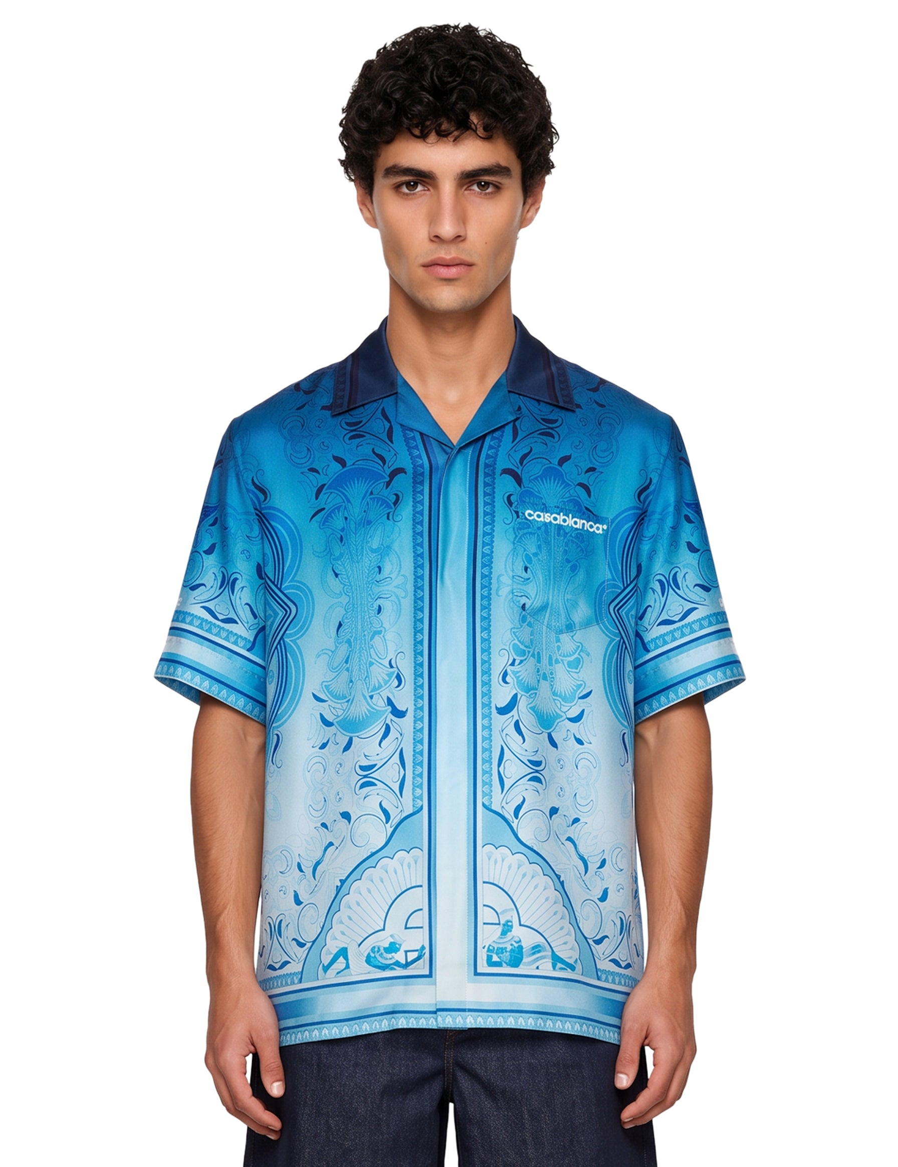 Camicia stampa Egyptian Rug in blu 