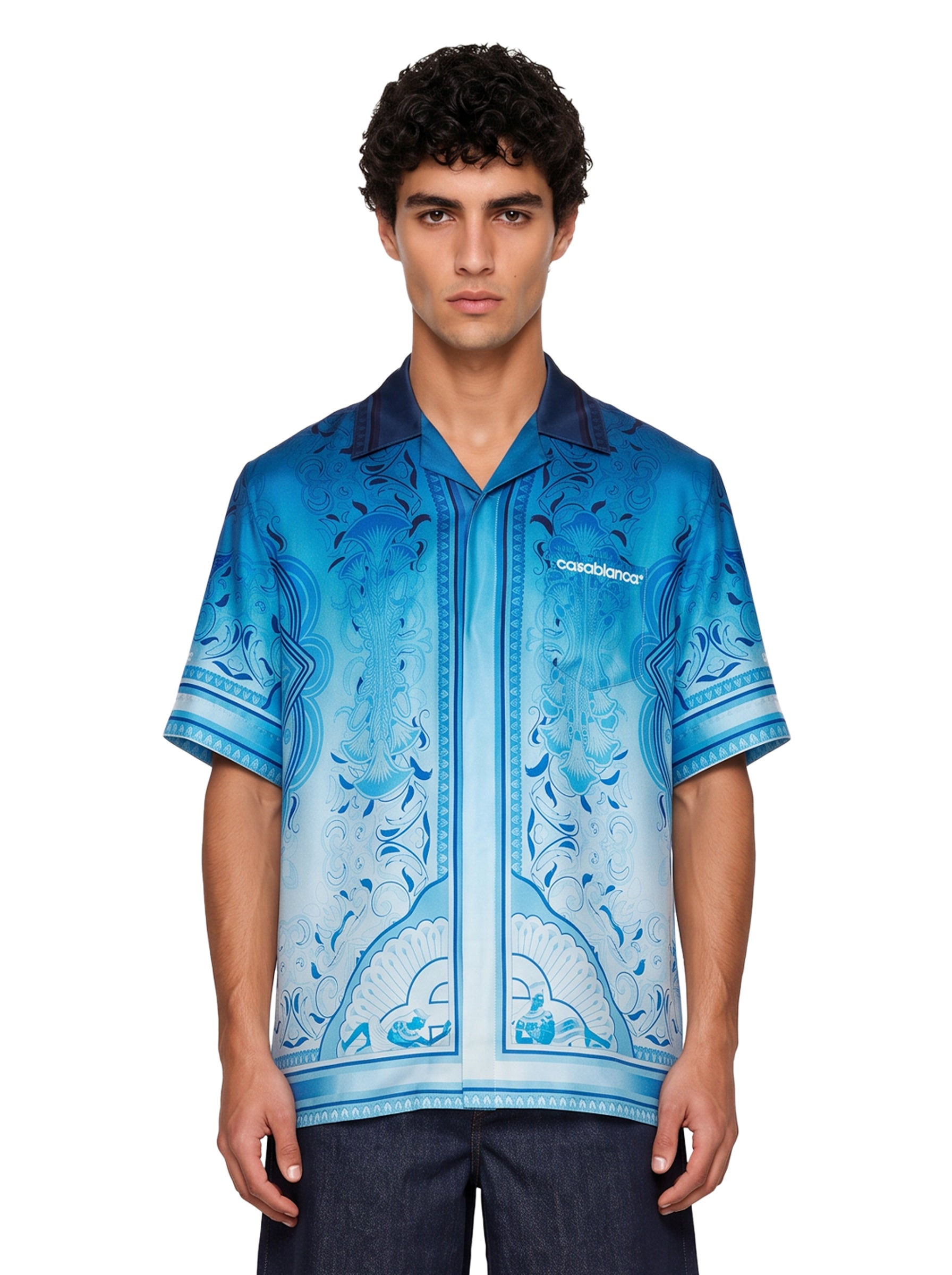 Camicia stampa Egyptian Rug in blu 
