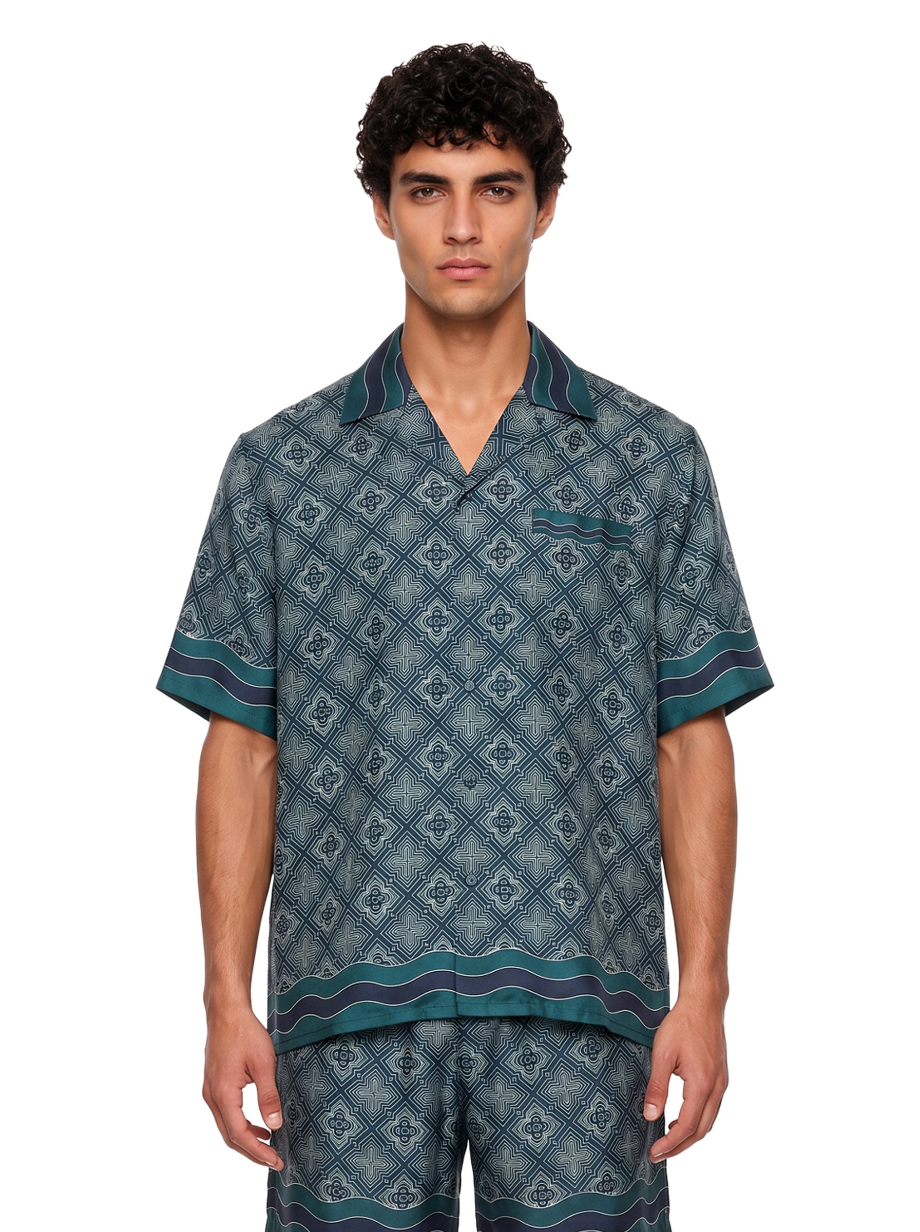 Camicia stampa Radiating Monogram in verde 