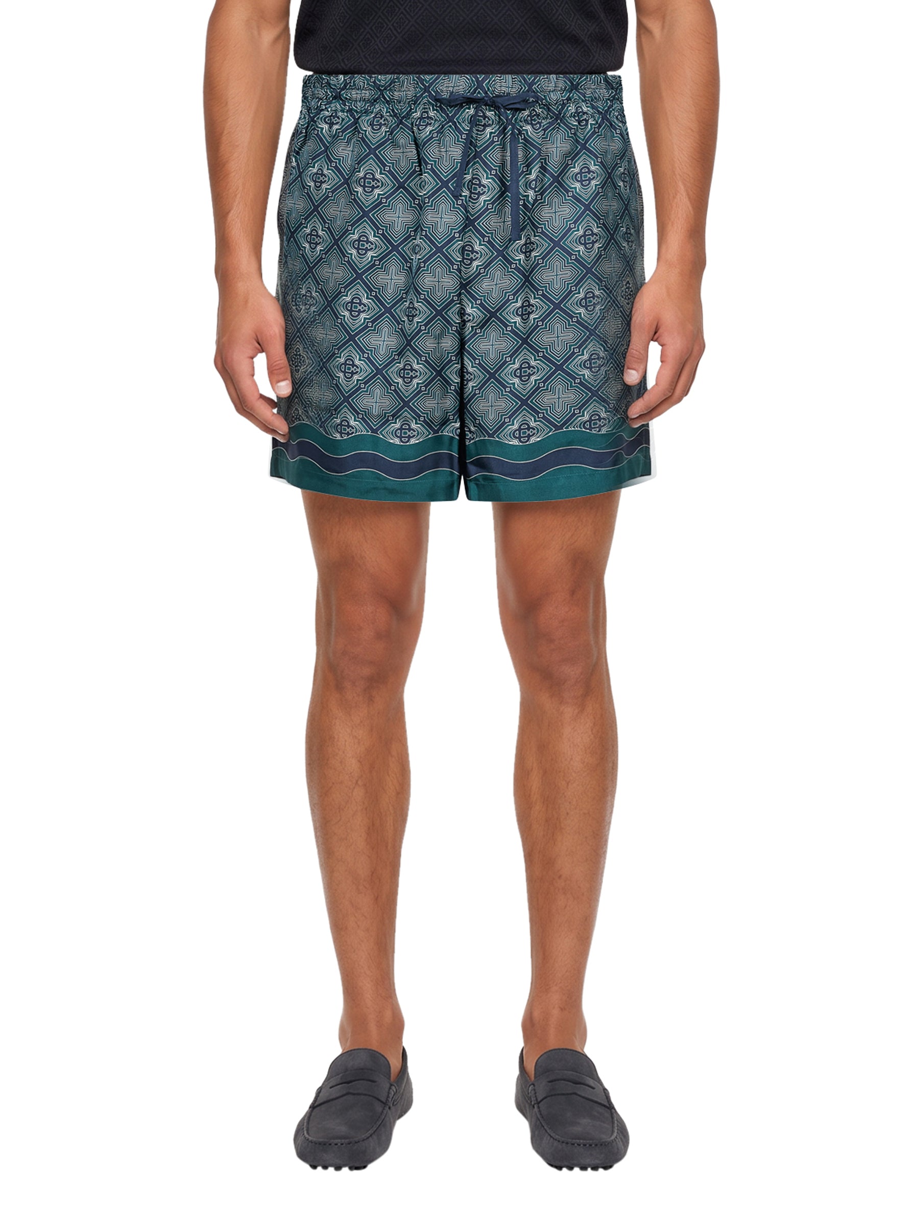 Shorts stampa monogram in verde 