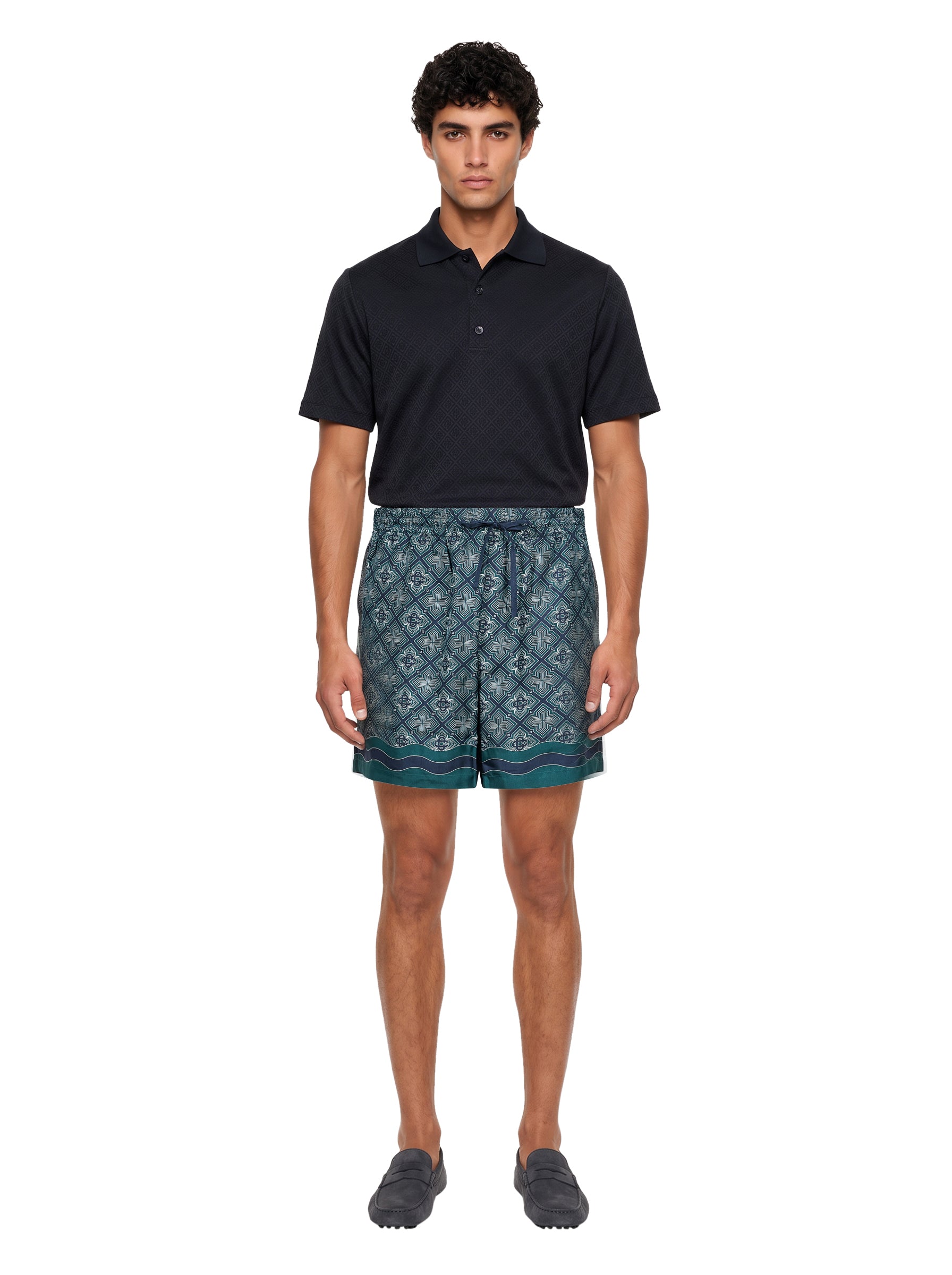 Shorts stampa monogram in verde 
