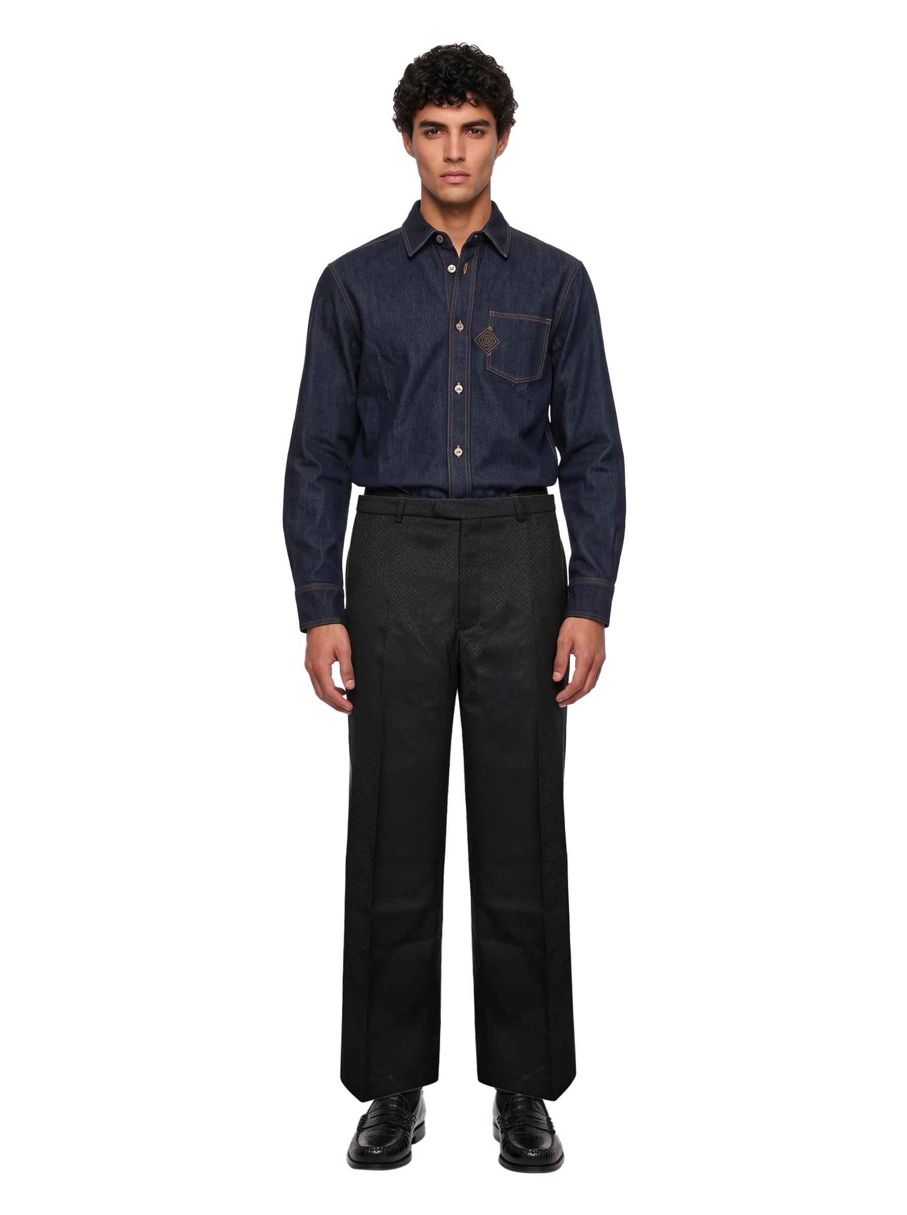 Pantaloni sartoriali con monogram in blu 