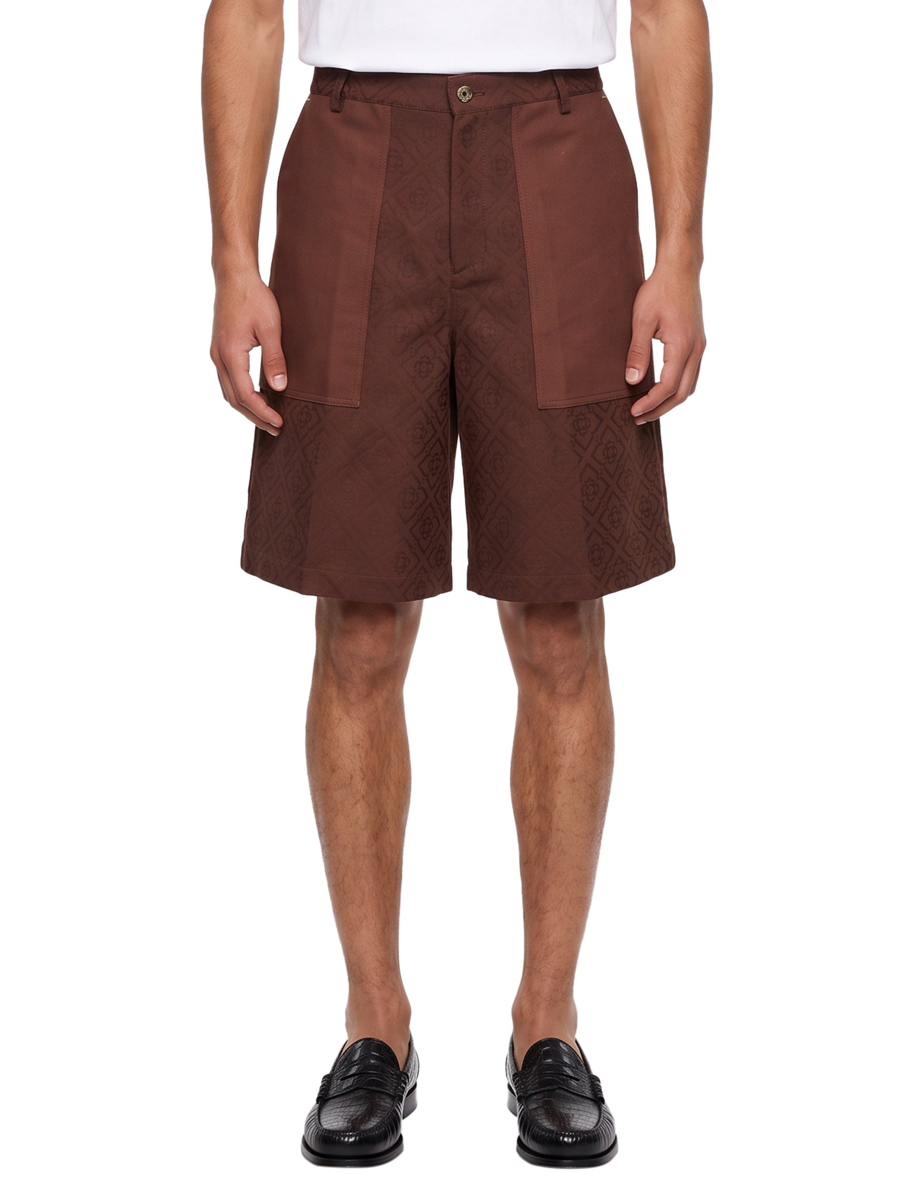 Shorts cargo con monogram in marrone 