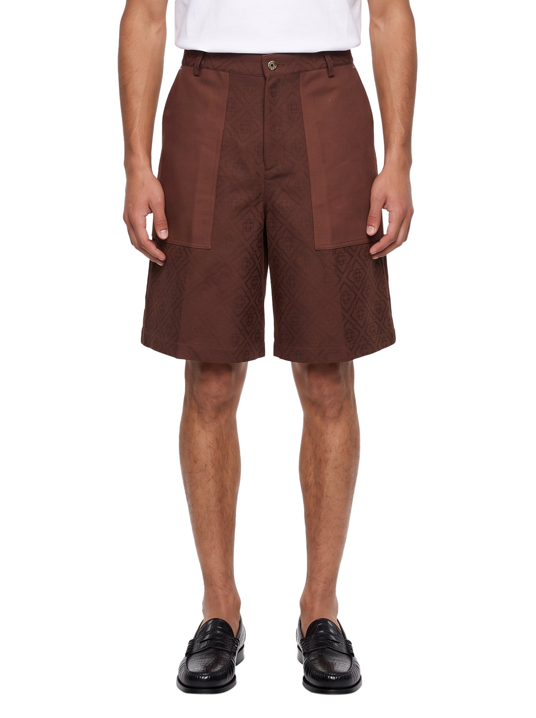 Shorts cargo con monogram in marrone 