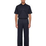 Pantaloni monogram in viscosa blu navy scuro 