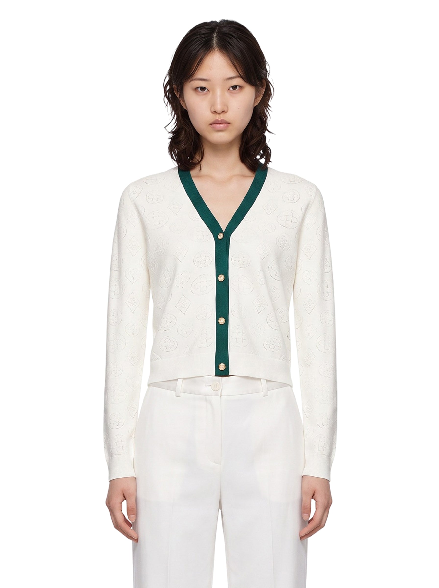 Cardigan in maglia in bianco 