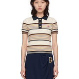 Polo a maniche corte a righe multicolor 