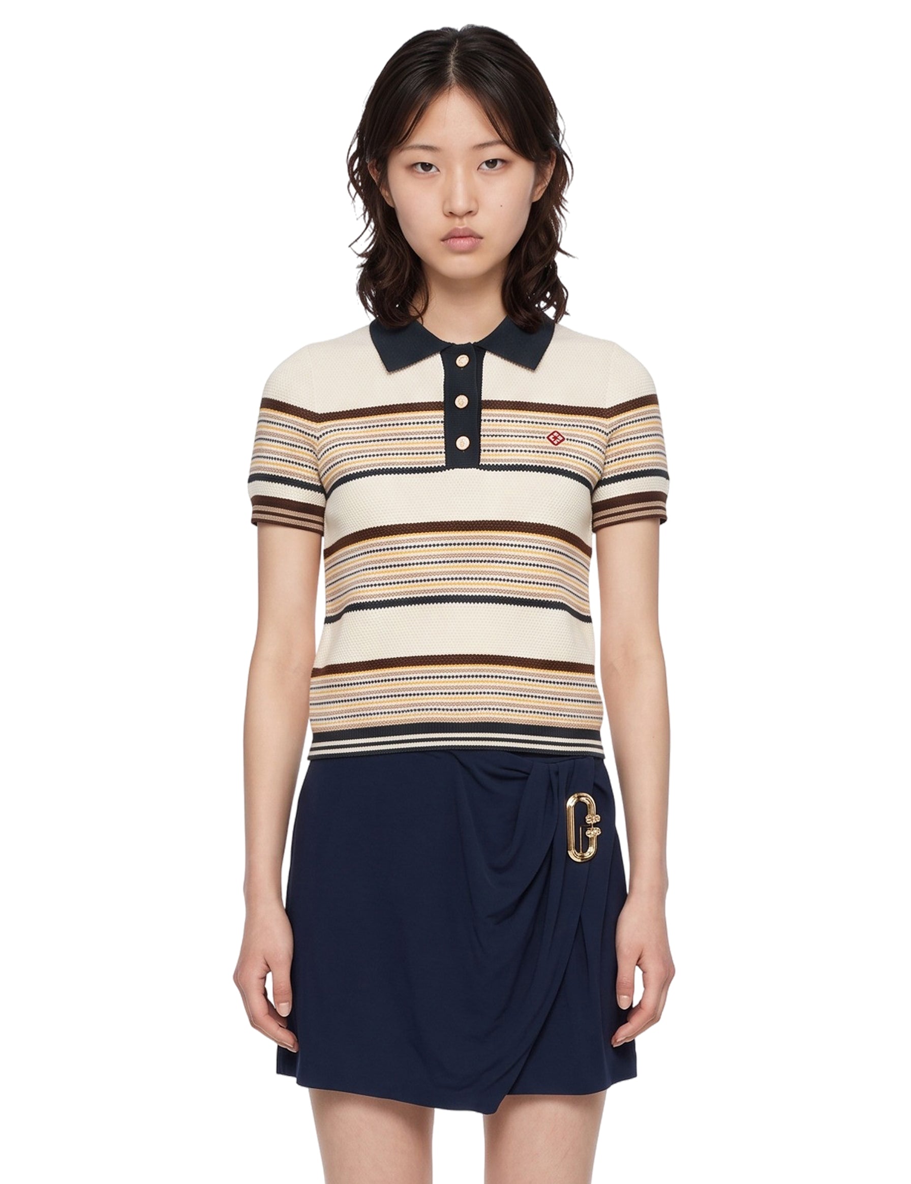 Polo a maniche corte a righe multicolor 