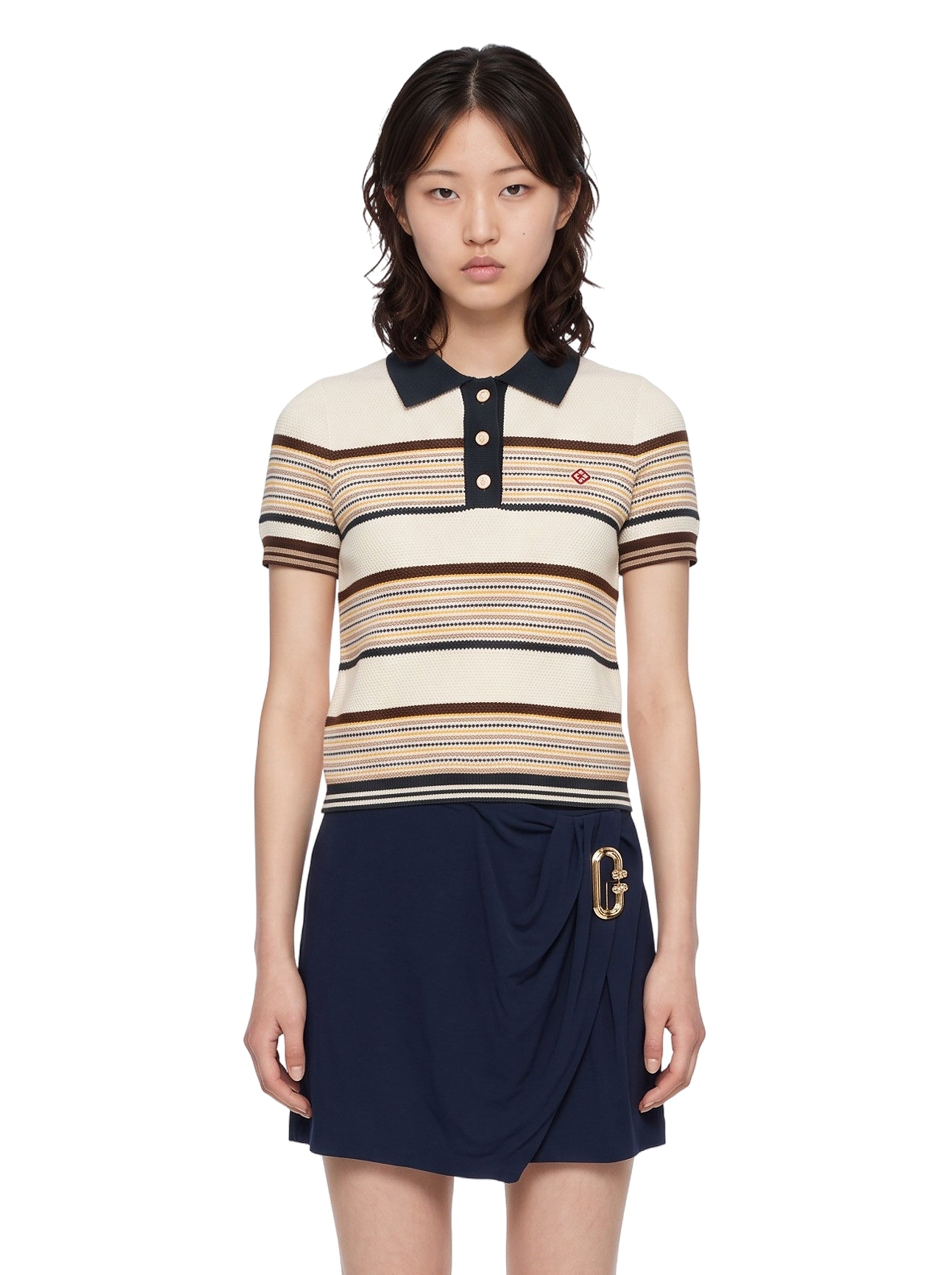 Polo a maniche corte a righe multicolor 