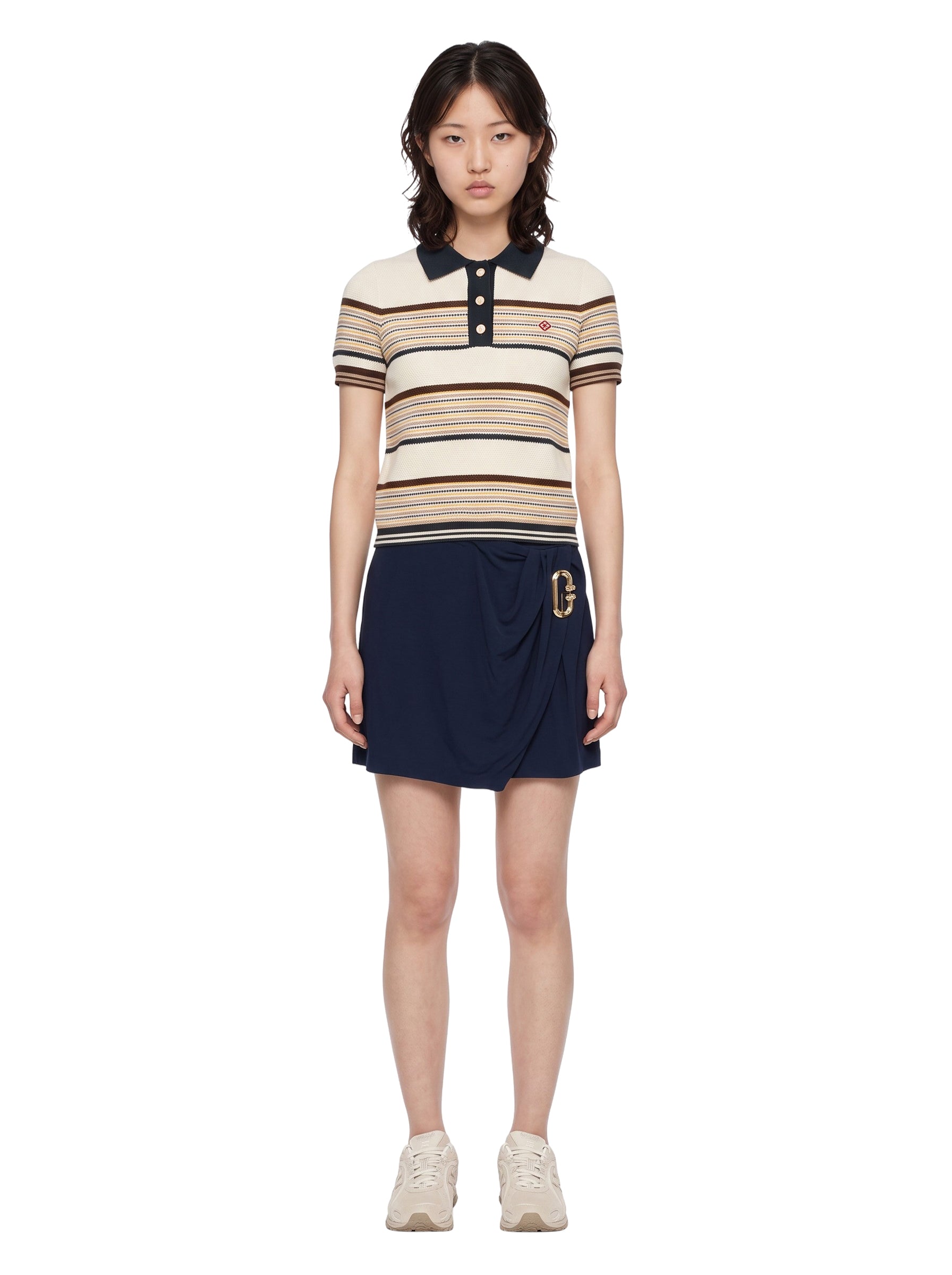 Polo a maniche corte a righe multicolor 