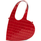 Borsa a tracolla Mini Heart Croco in rosso 