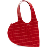 Borsa a tracolla Mini Heart Croco in rosso 