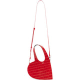 Borsa a tracolla Mini Heart Croco in rosso 