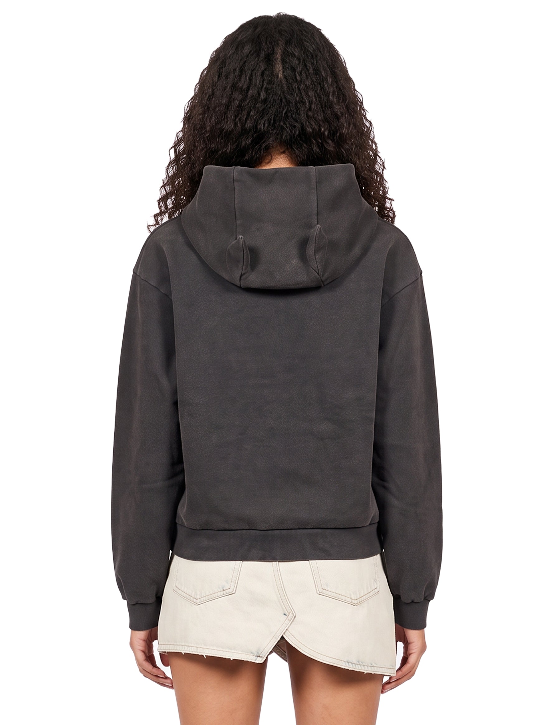 Felpa con cappuccio Washed Horn in grigio 