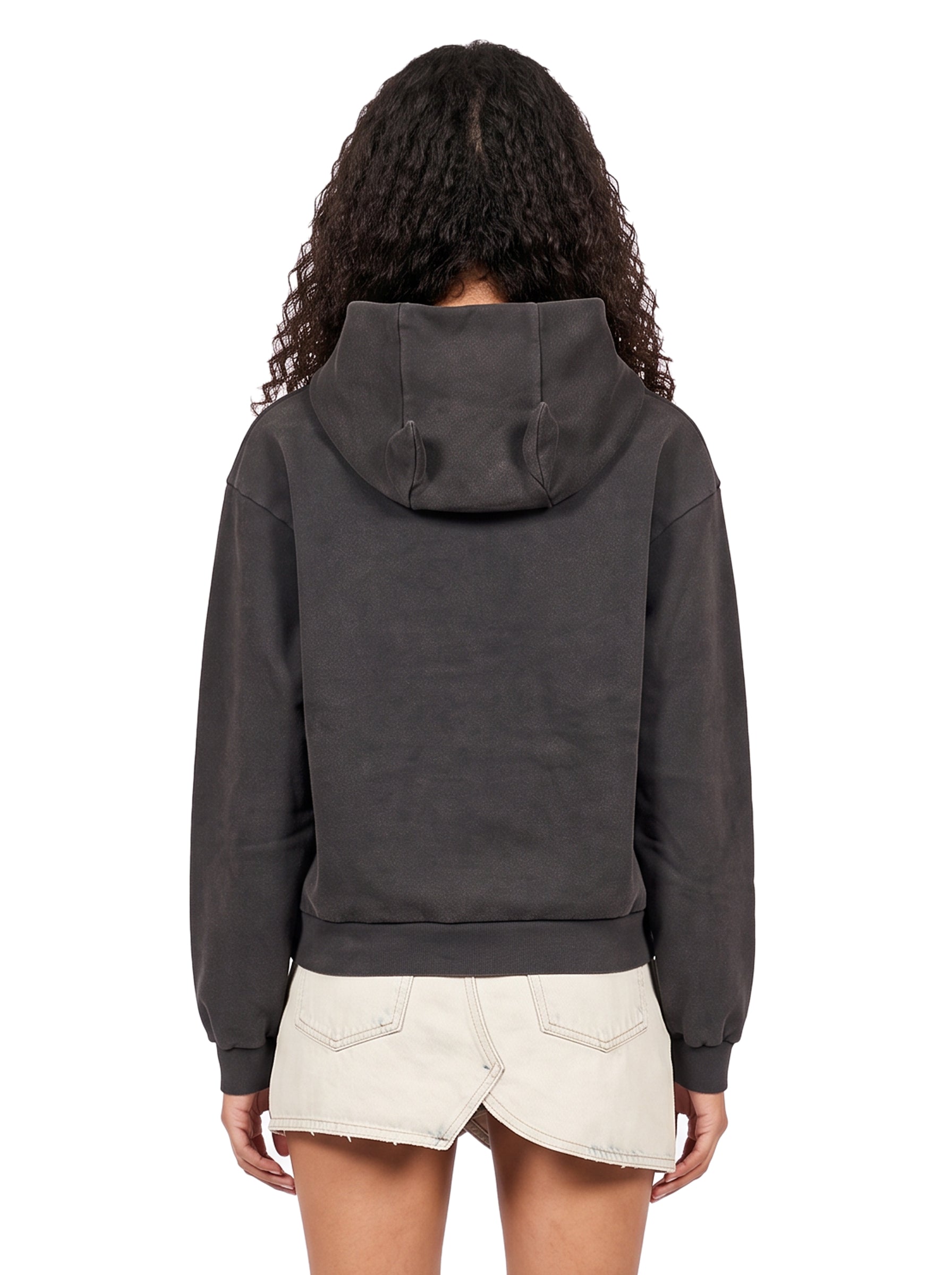 Felpa con cappuccio Washed Horn in grigio 