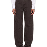 Jeans oversize in denim marrone 