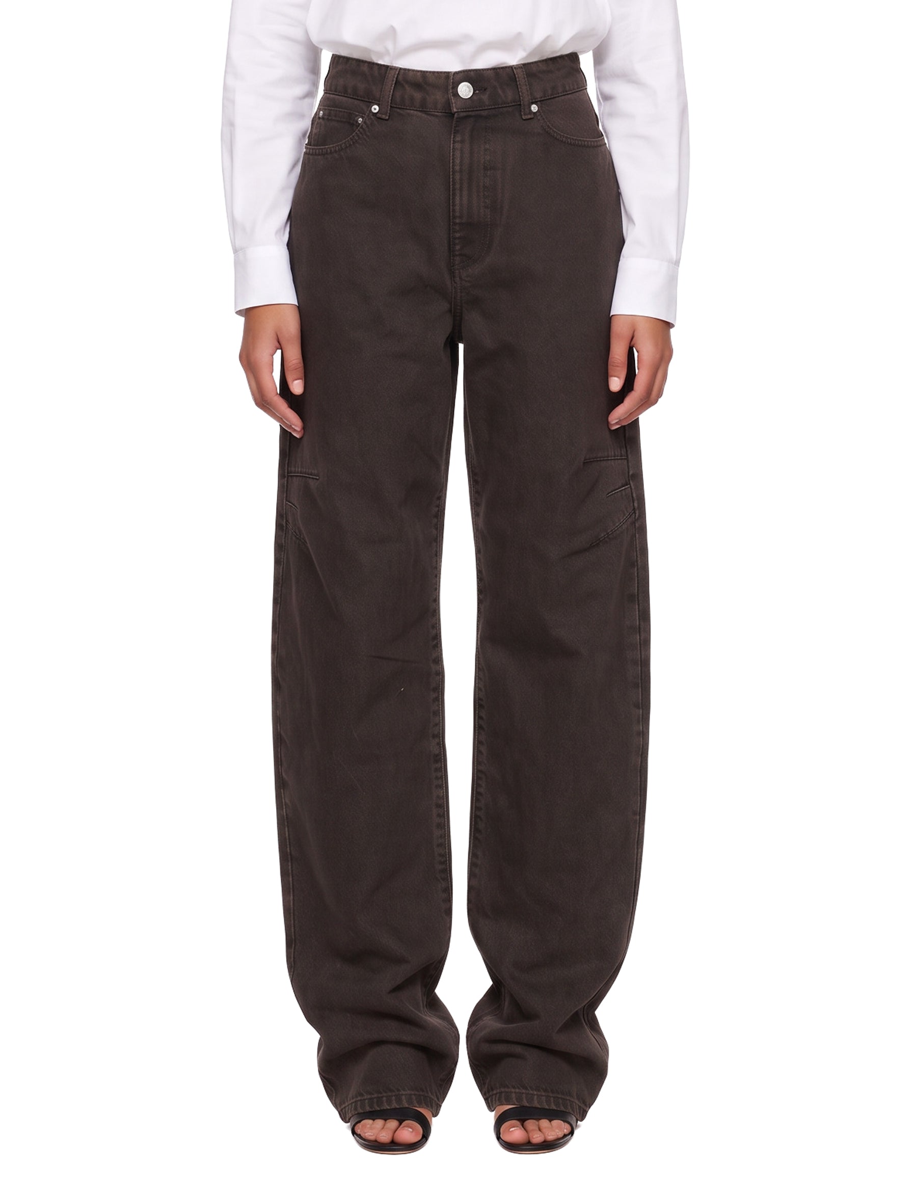 Jeans oversize in denim marrone 