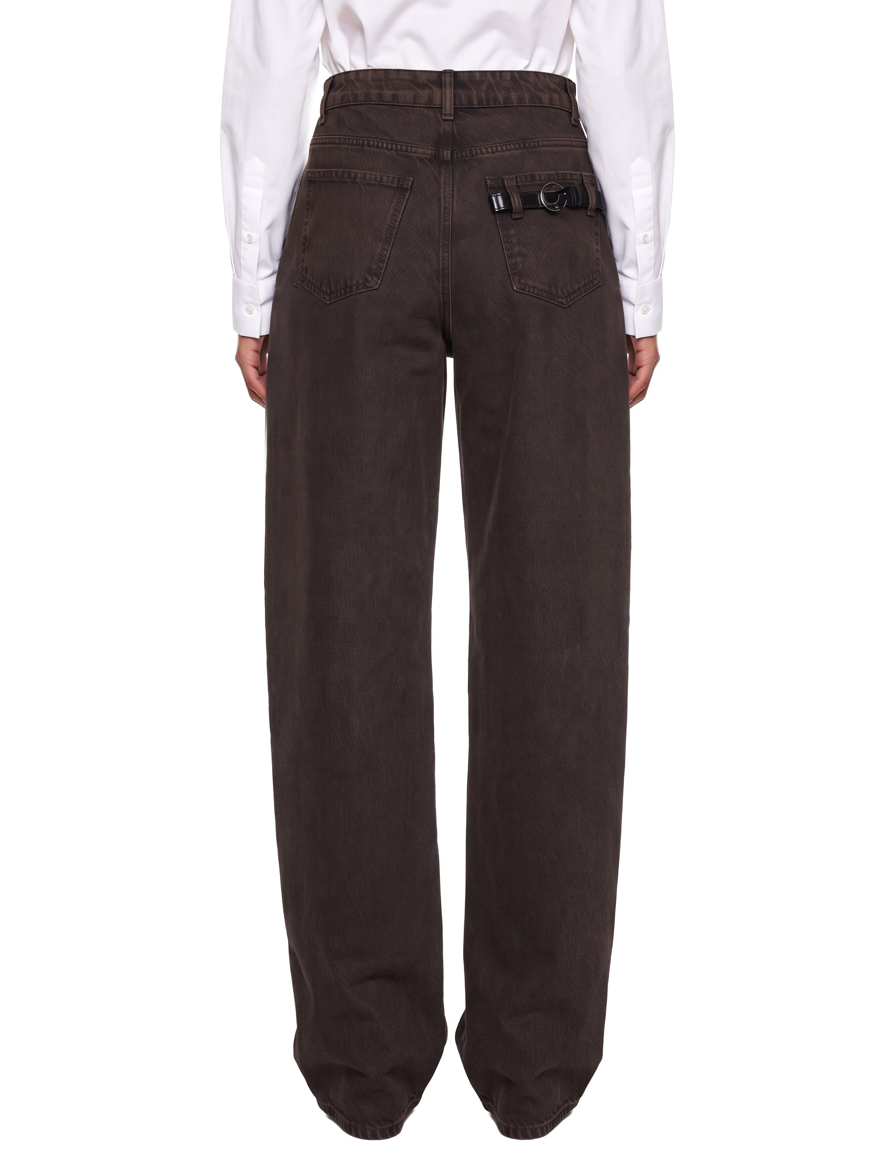 Jeans oversize in denim marrone 