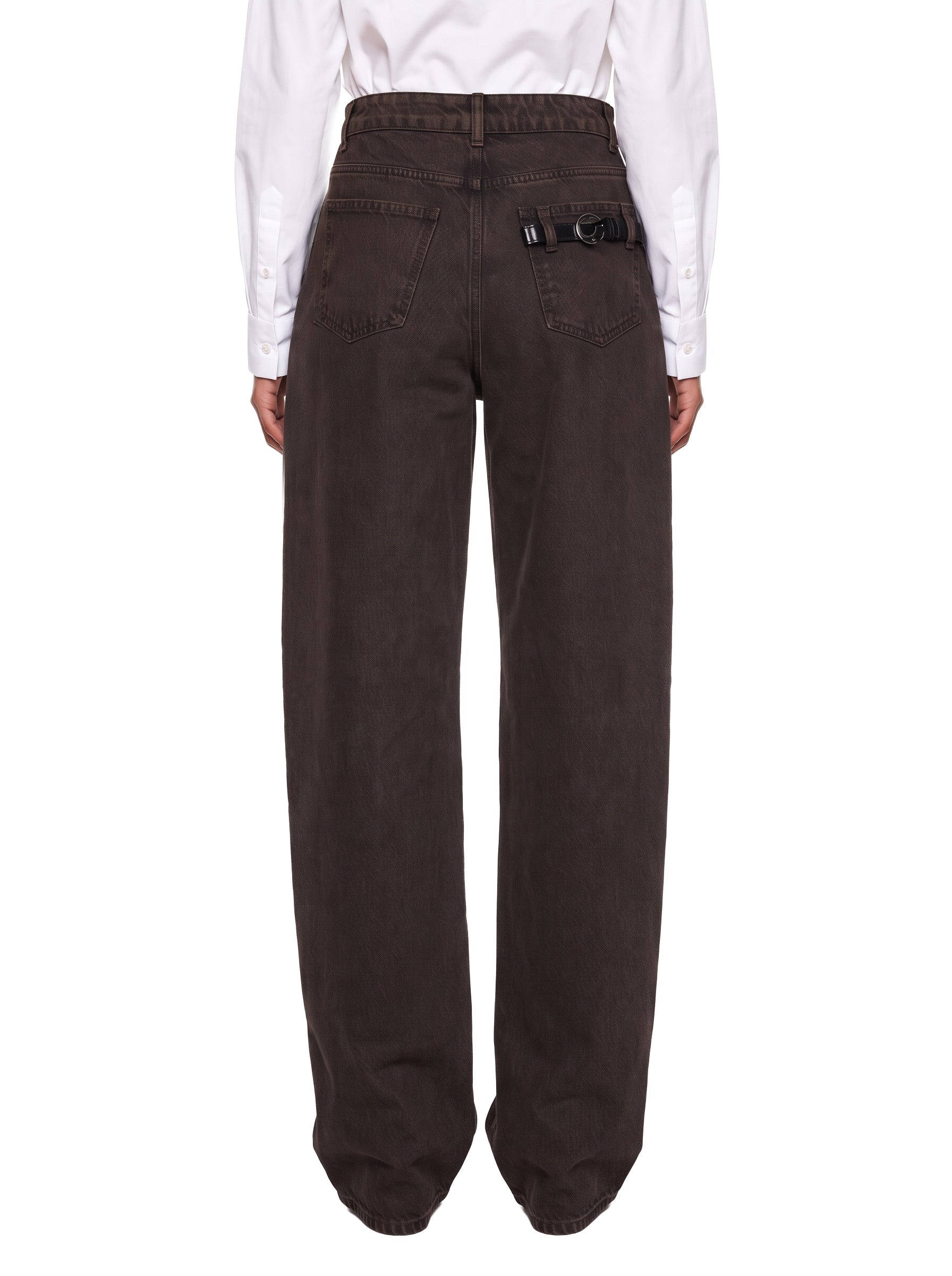 Jeans oversize in denim marrone 