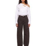 Jeans oversize in denim marrone 