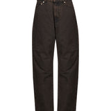 Jeans oversize in denim marrone 