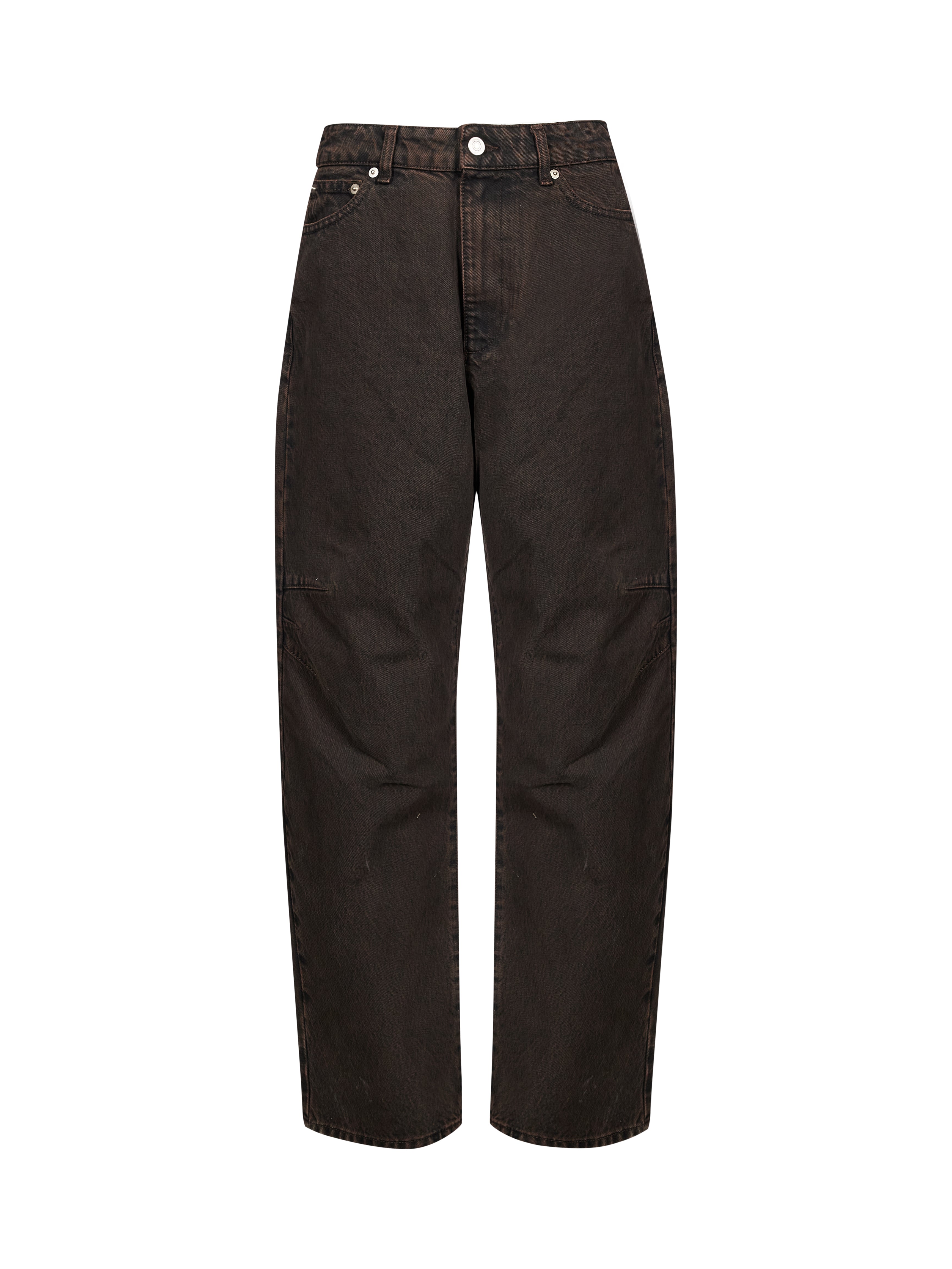 Jeans oversize in denim marrone 