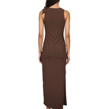 Abito lungo Flower in marrone 