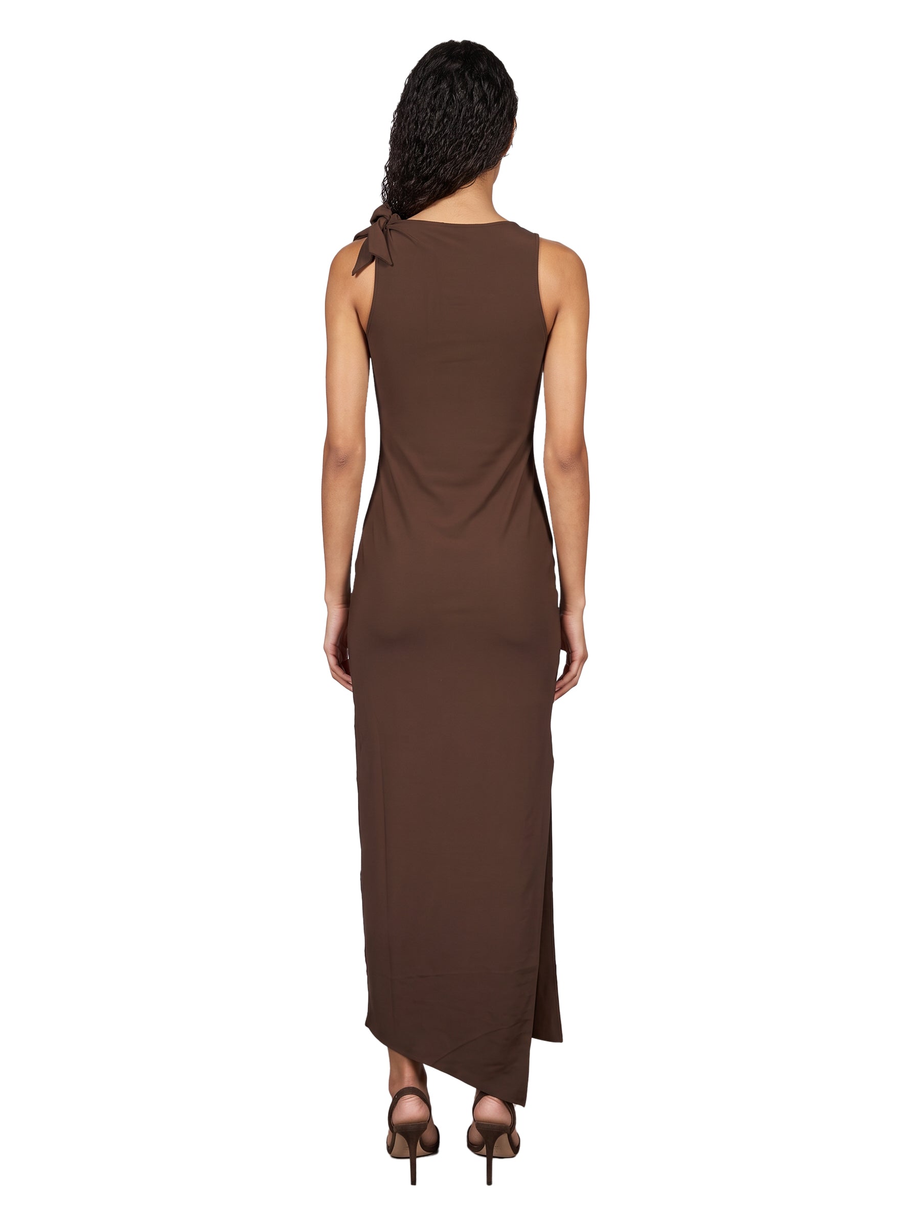 Abito lungo Flower in marrone 