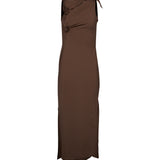 Abito lungo Flower in marrone 
