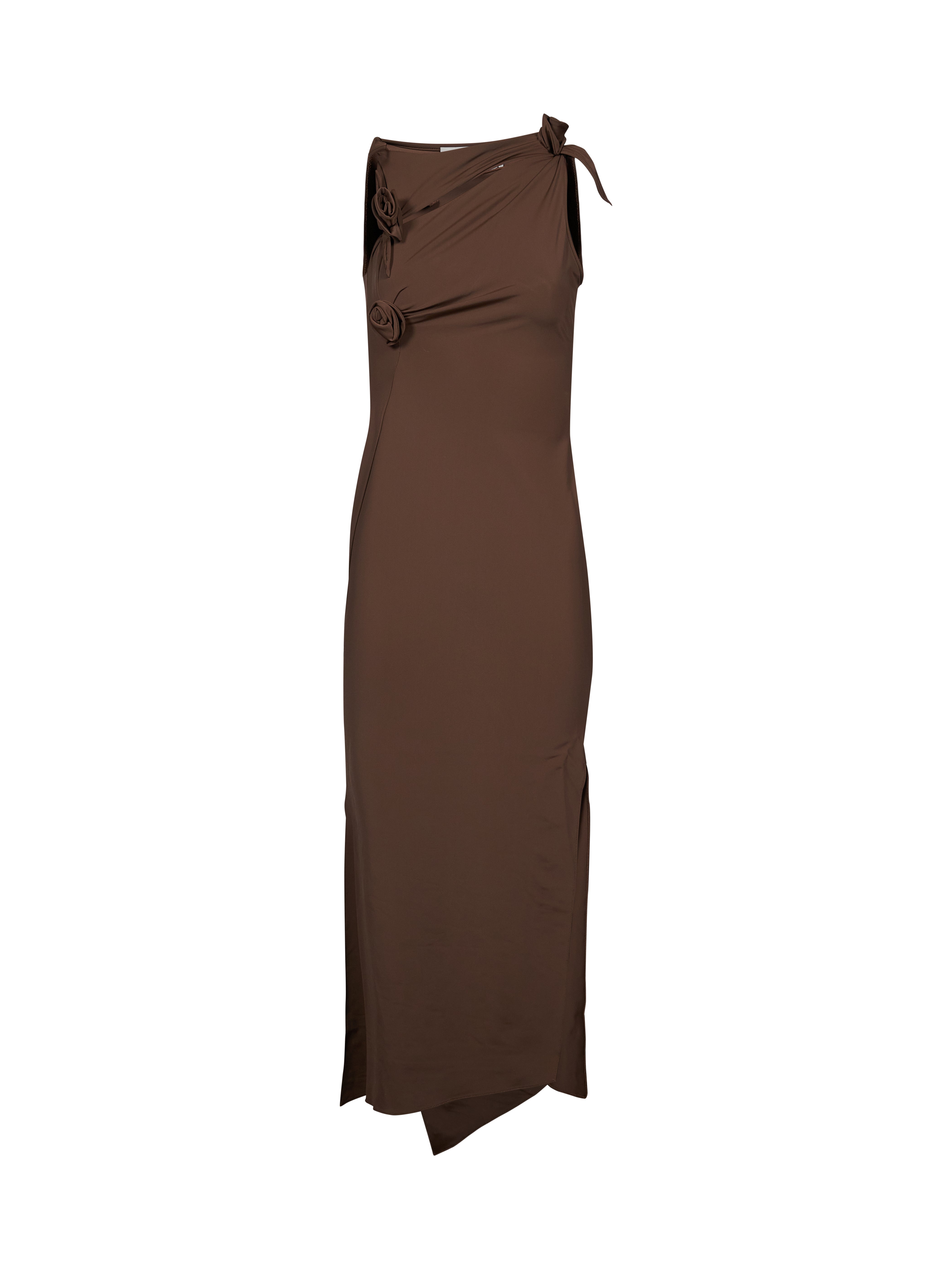 Abito lungo Flower in marrone 