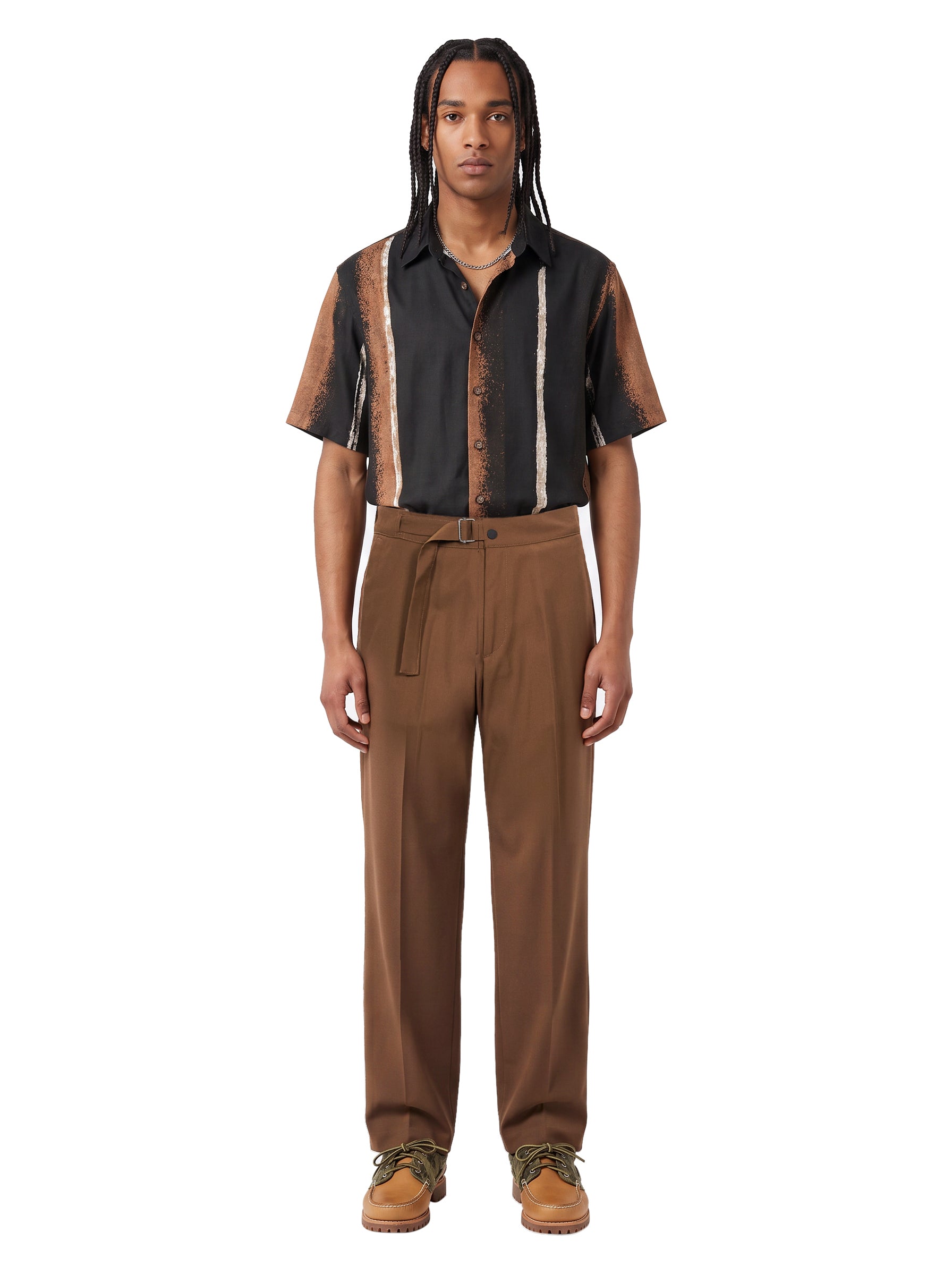 Pantaloni sartoriali con cintura John Memphis in marrone 