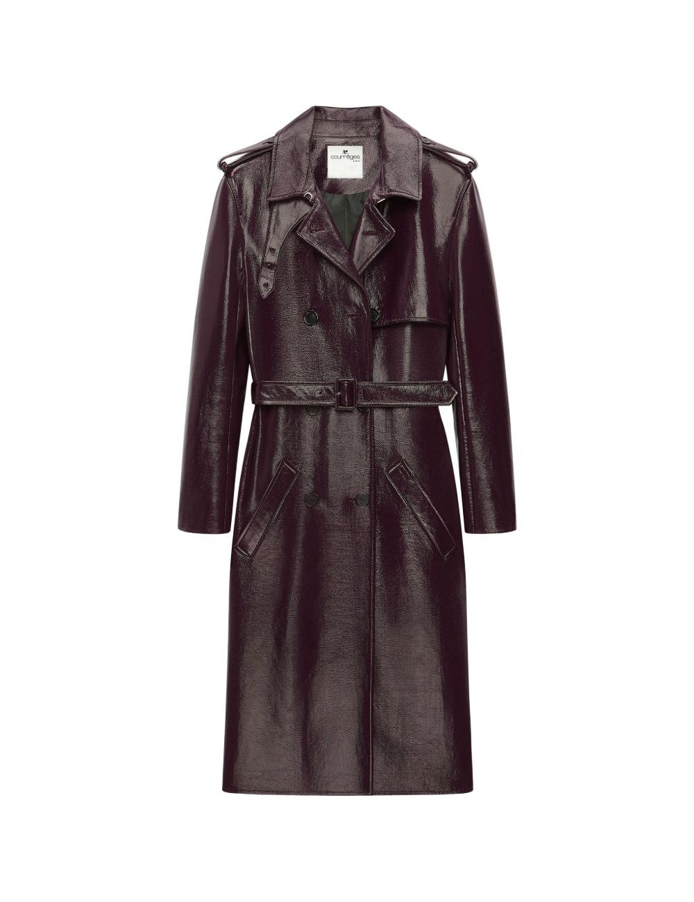 Trench a doppio petto in vinile in bordeaux Courrèges - donna 